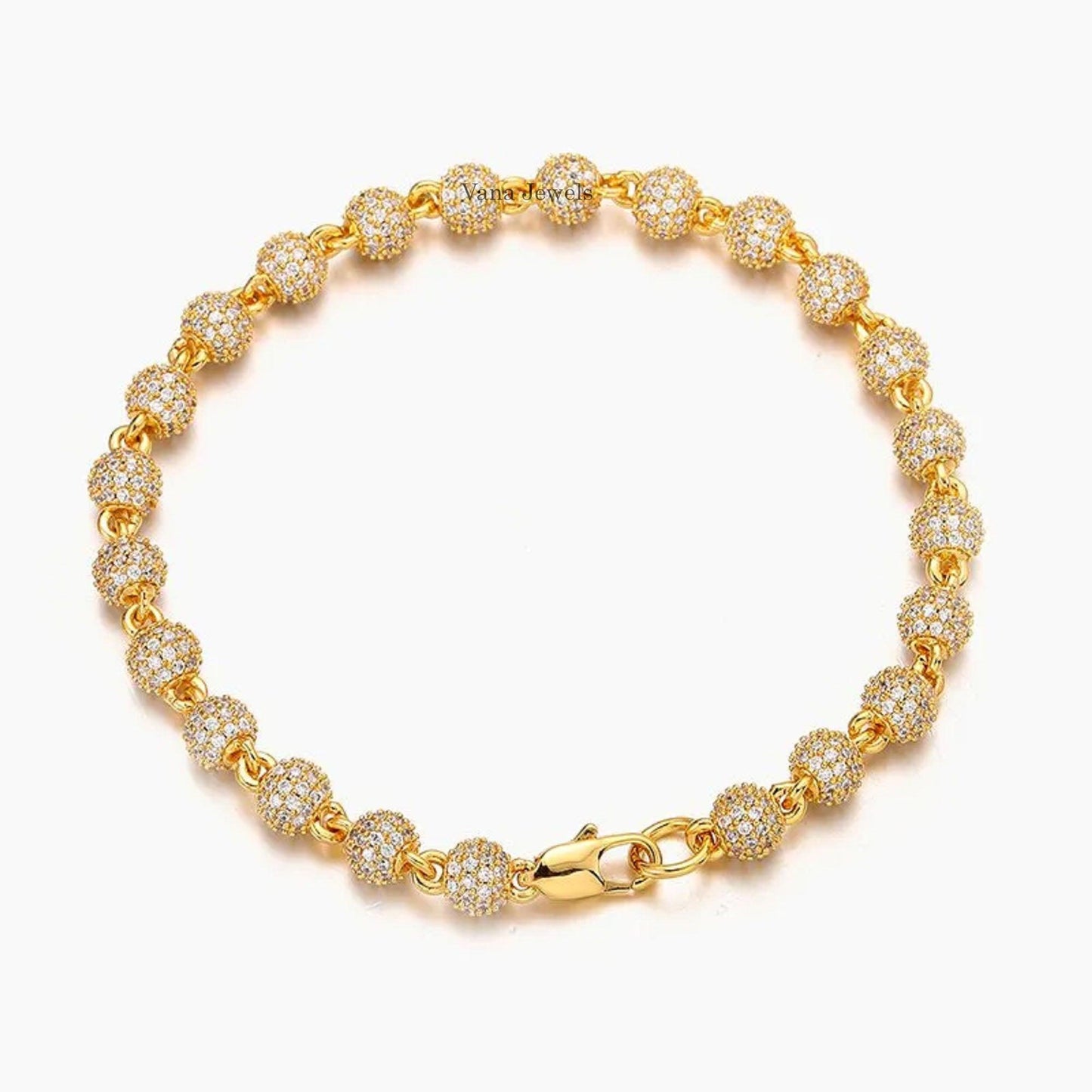 6mm Full Iced Out Ball Bracelet - Vana Jewels