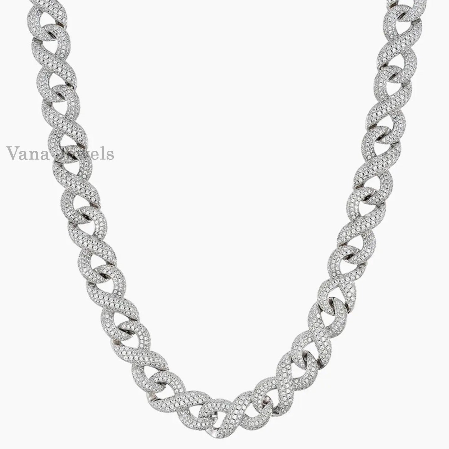 16mm VVS Moissanite Crazy Design 925 Silver Bussdown Cuban Link Chain - Vana Jewels