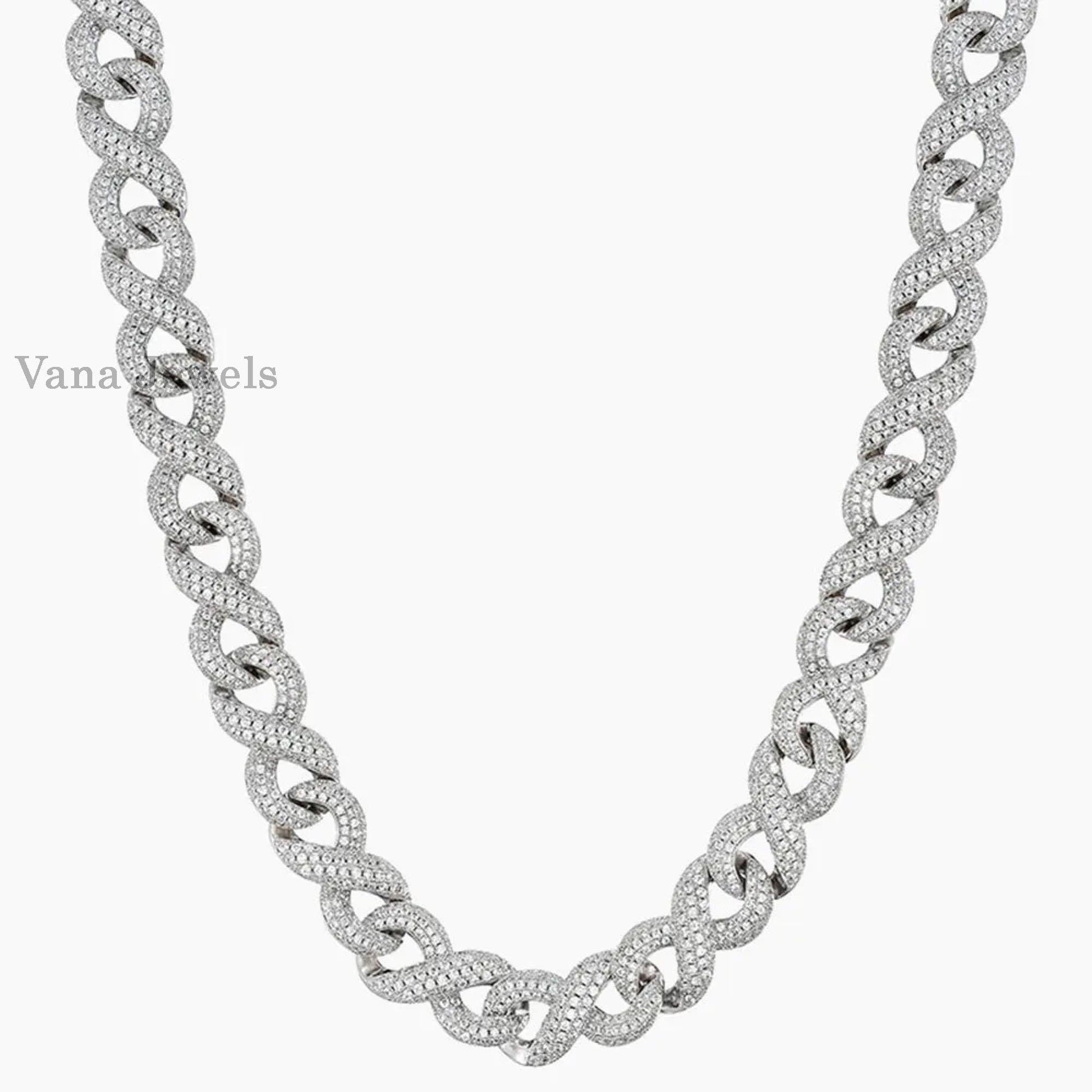 16mm VVS Moissanite Crazy Design 925 Silver Bussdown Cuban Link Chain - Vana Jewels