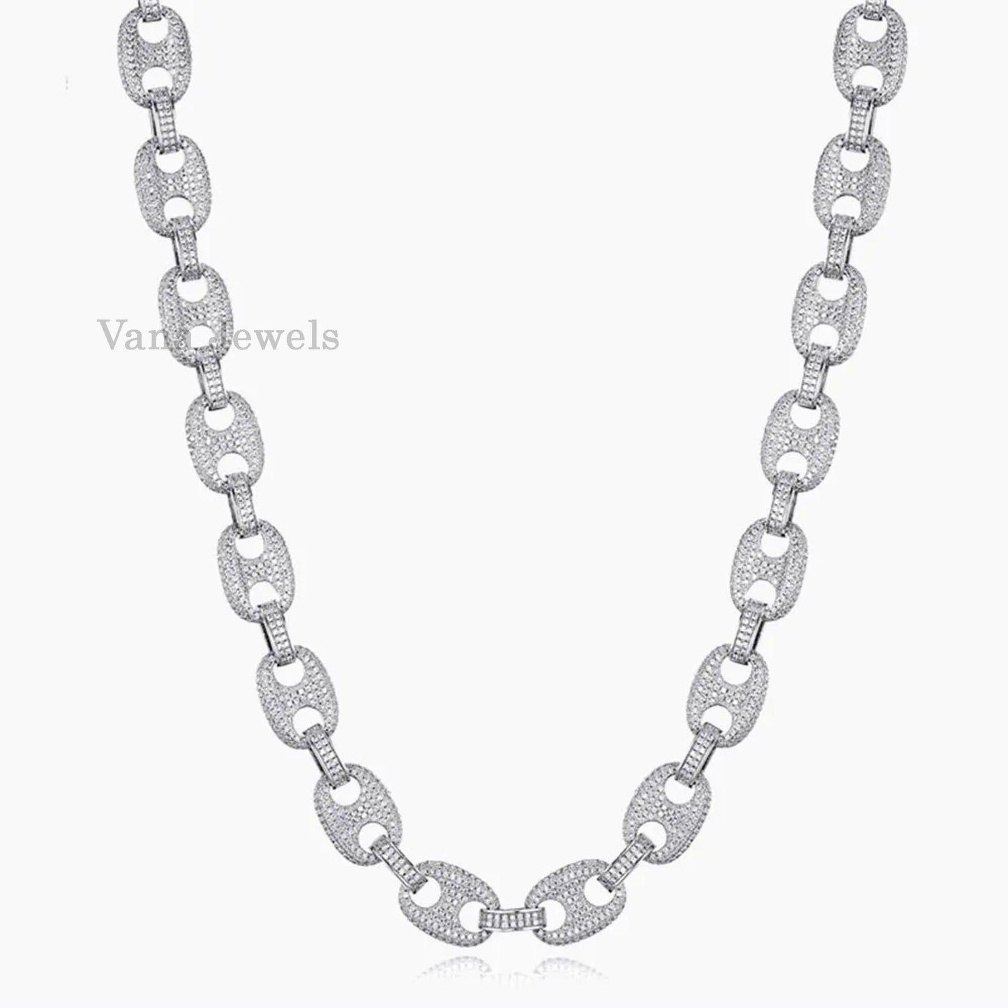 12MM VVS Moissanite Round Miami Sterling Silver Cuban Chain - Vana Jewels