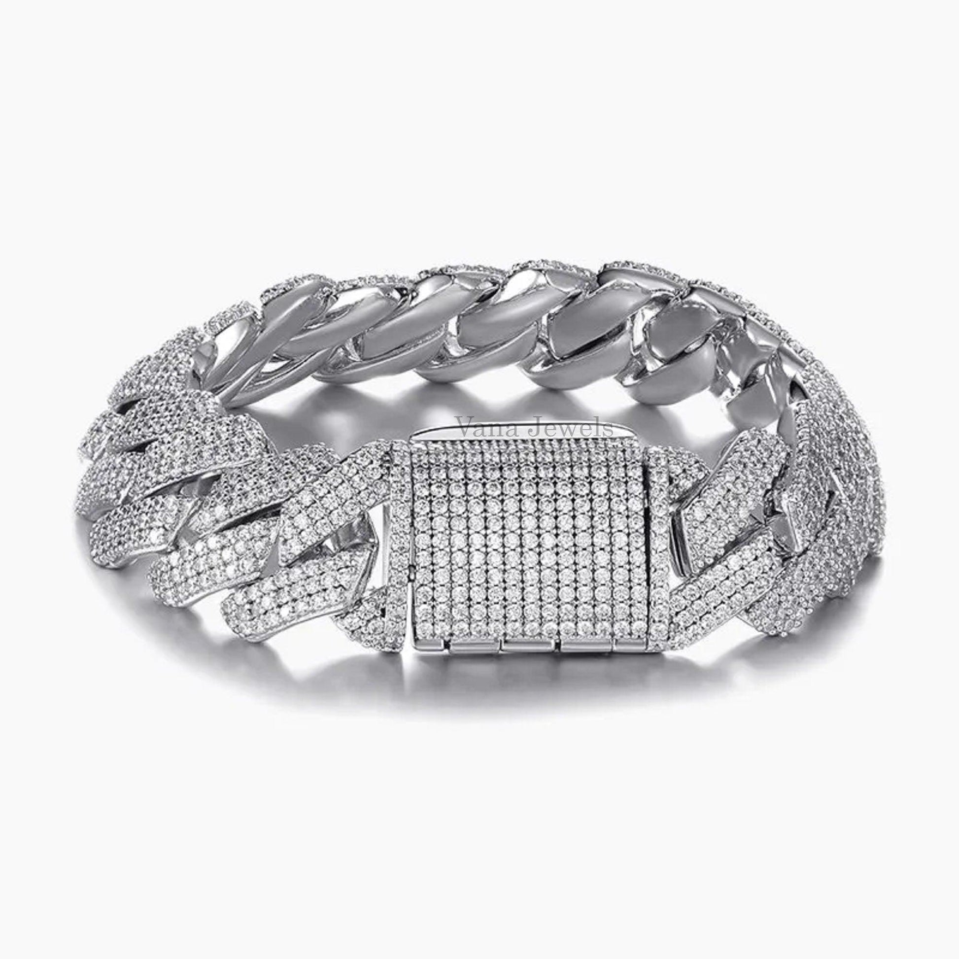 19MM Iced Out VVS Moissanite Diamond Cuban Bracelet - Vana Jewels