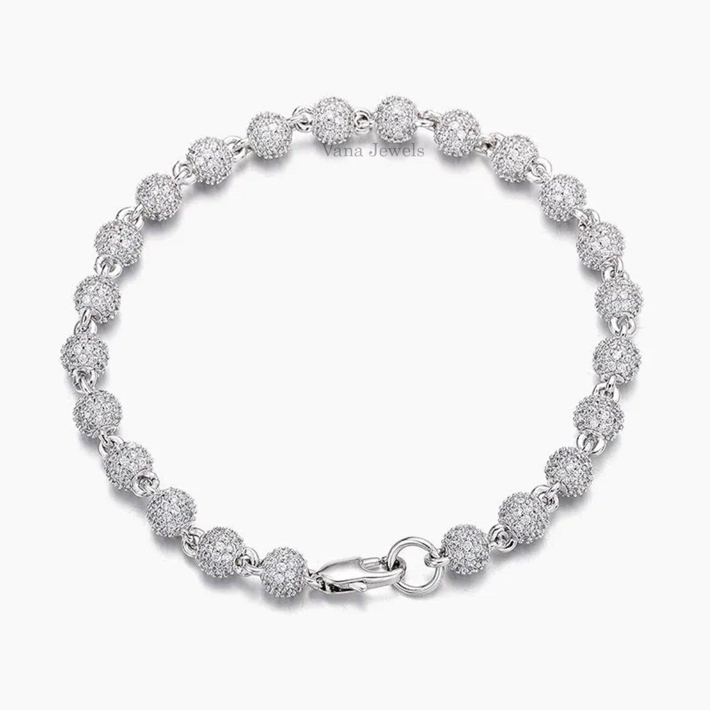 6mm Full Iced Out Ball Bracelet - Vana Jewels