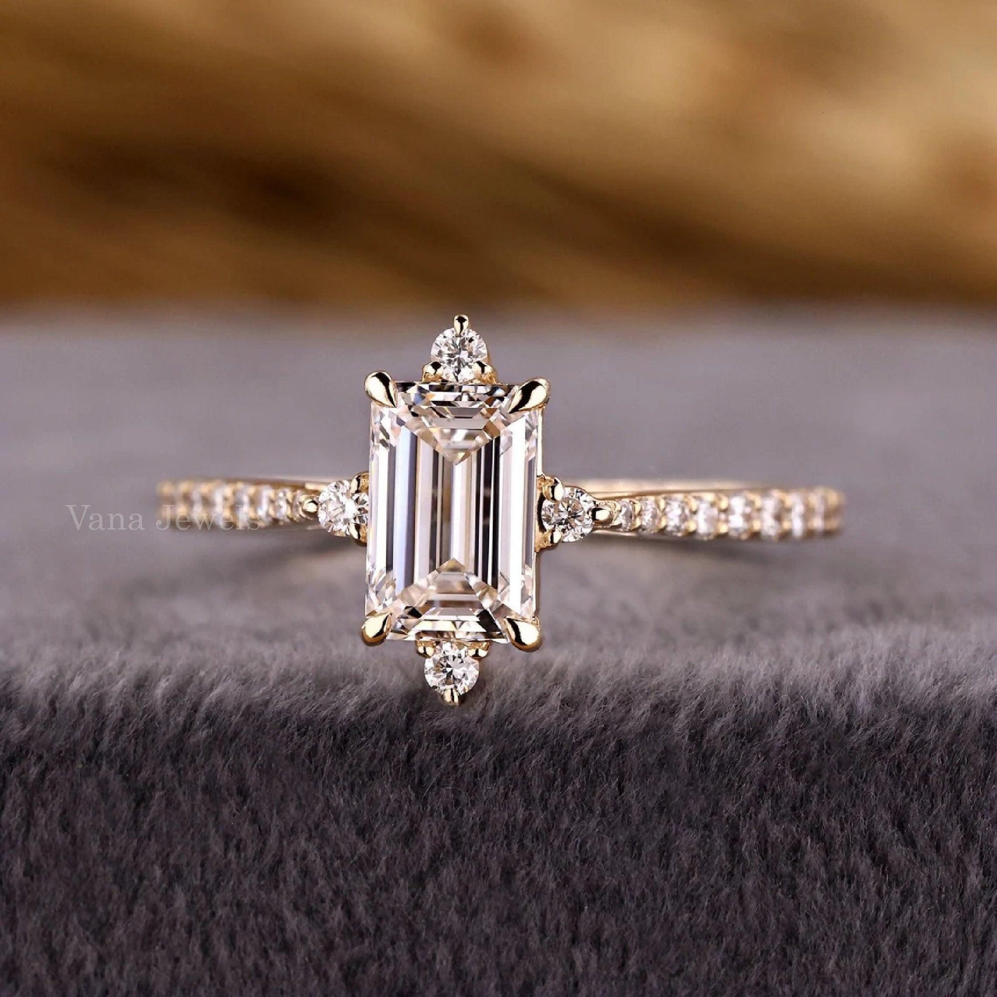 Emerald Cut Lab Grown Diamond Anniversary Ring - Vana Jewels