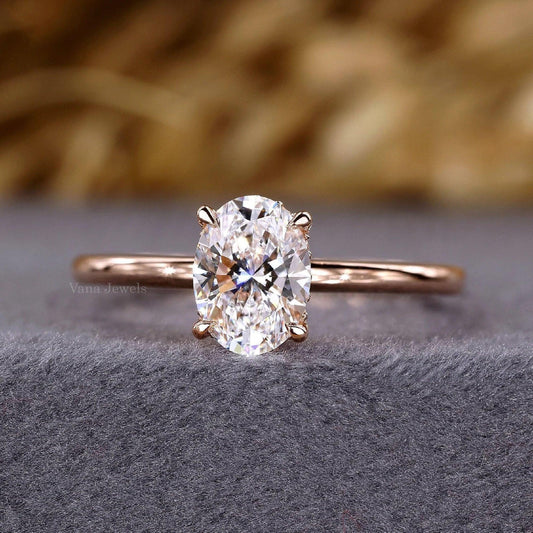 Oval Cut Lab Grown Diamond Hidden Halo Engagement Ring - Vana Jewels