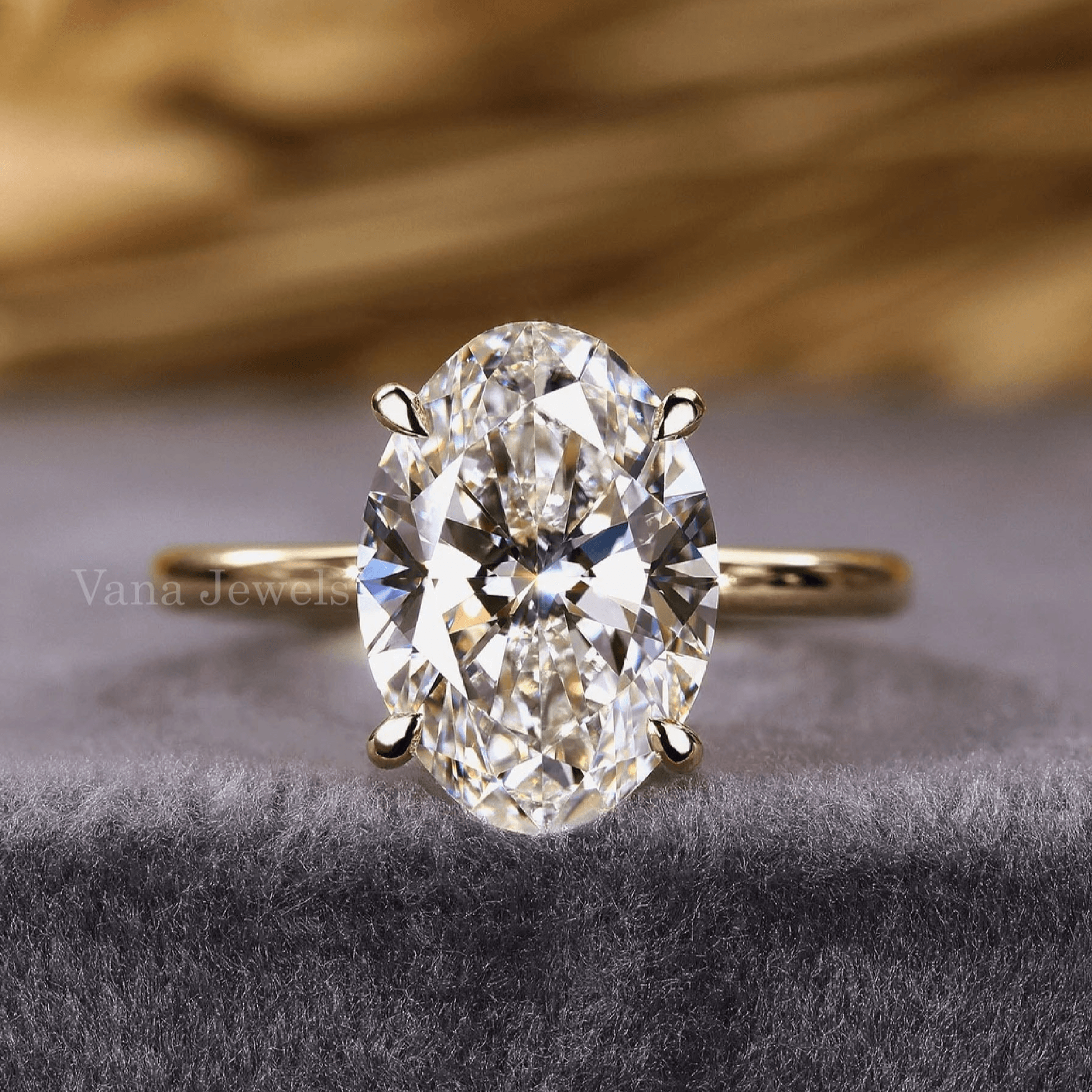 Oval Lab Grown Diamond Solitaire Engagement Ring - Vana Jewels