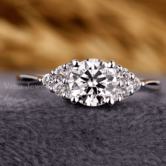 Round Lab Grown Diamond Engagement Ring with Muse Setting - Vana Jewels