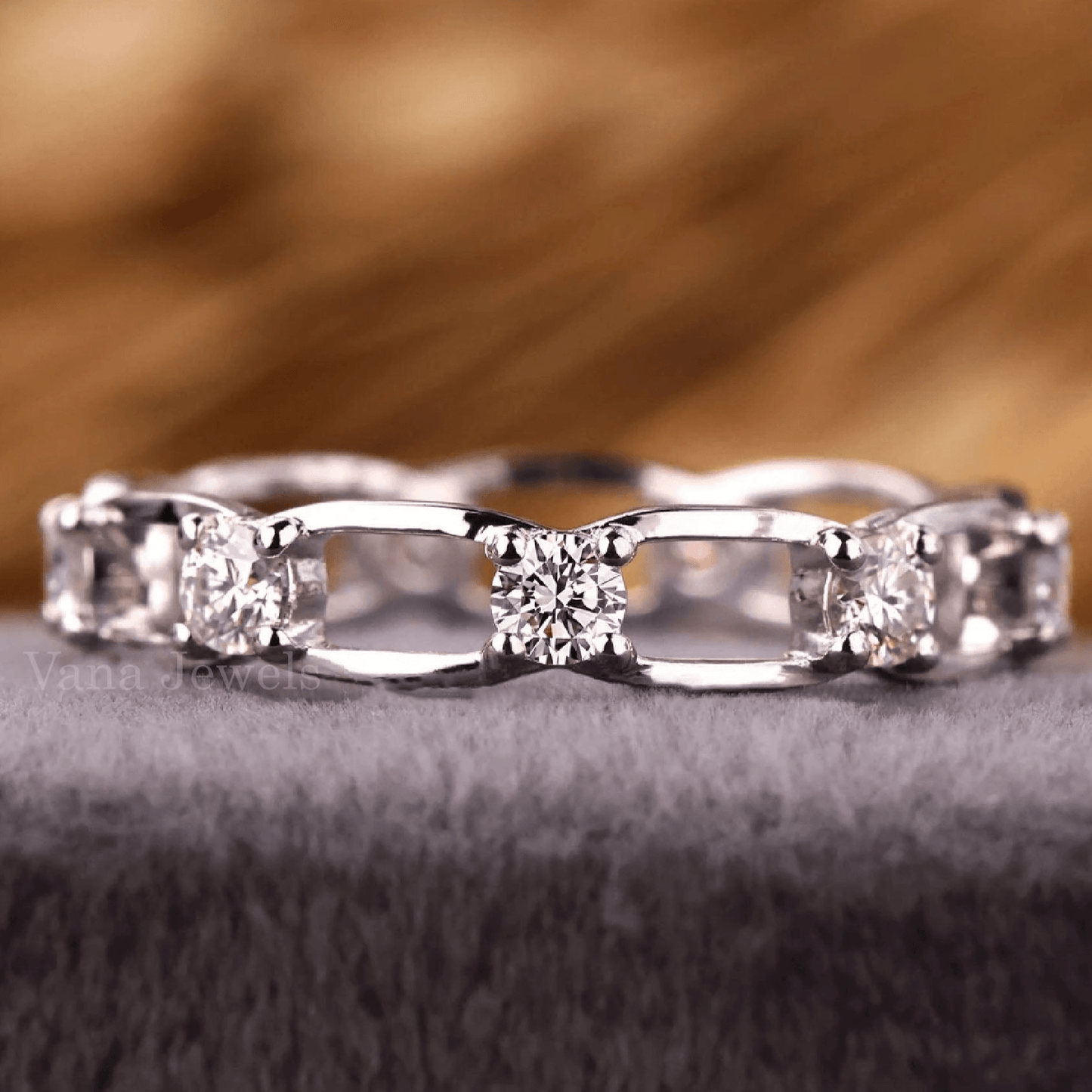 Full Eternity Link Chain Band Ring for Women - Vana Jewels