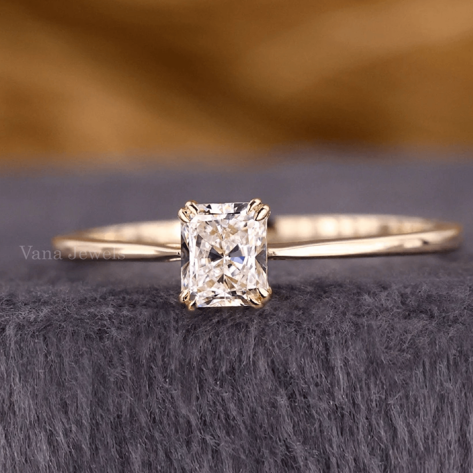 Solitaire Radiant Cut Lab Grown Diamond Engagement Ring - Vana Jewels