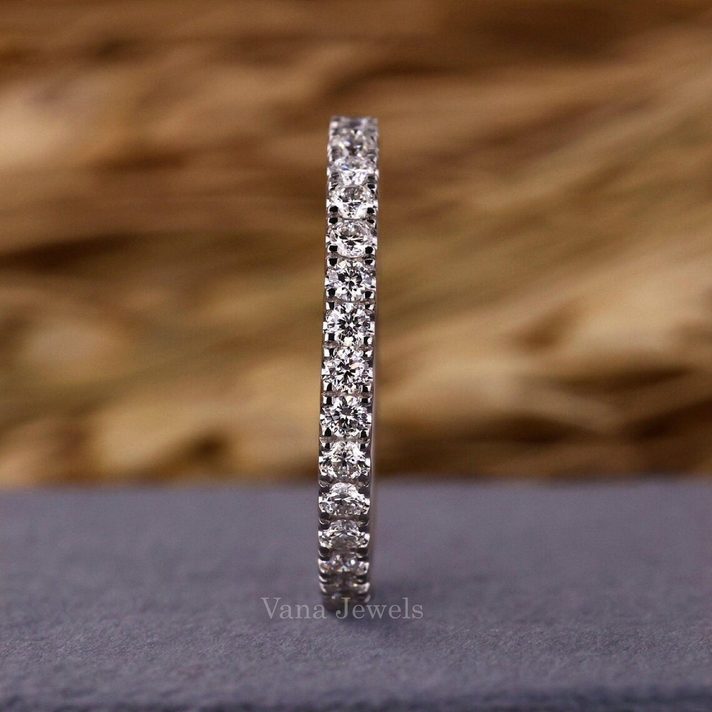 1.70 MM Round Lab Grown Diamond Half Eternity Wedding Band - Vana Jewels