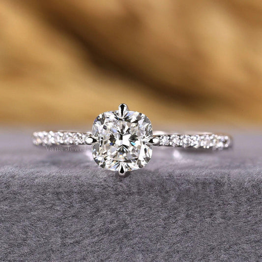 Square Cushion Cut Lab Grown Diamond Engagement Ring - Vana Jewels