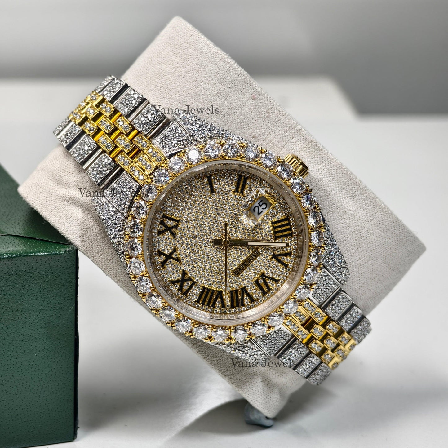 Luxury Two-Tone VVS Moissanite Diamond Iced-Out Watch - Vana Jewels