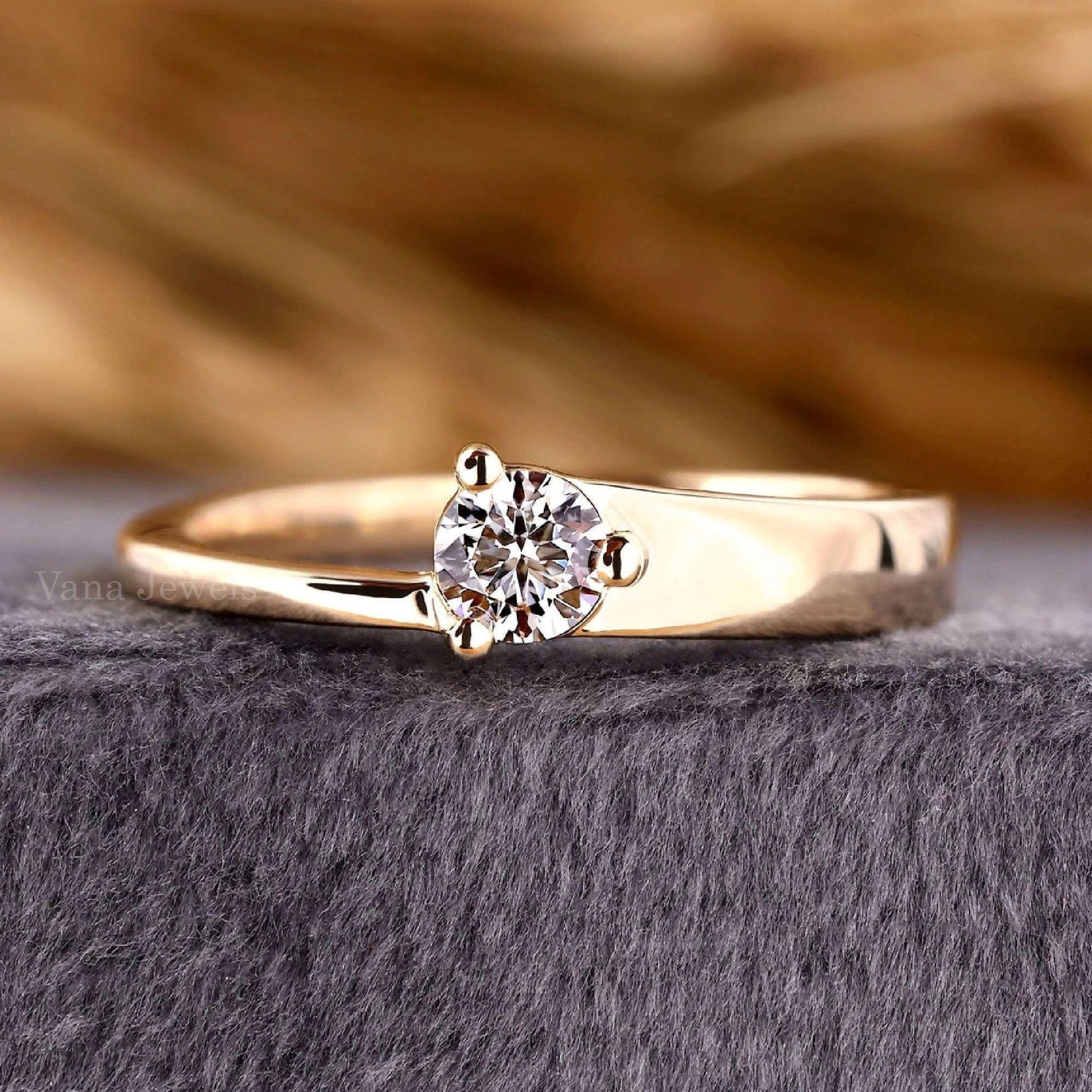 Unique Modern Round Cut Lab Grown Engagement Ring - Vana Jewels