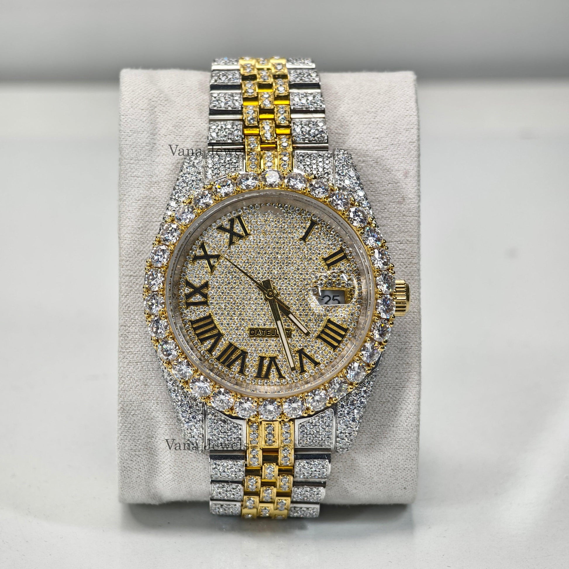 Luxury Two-Tone VVS Moissanite Diamond Iced-Out Watch - Vana Jewels