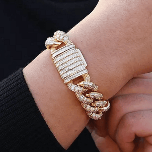 21mm Iced Out Moissanite Cuban link Bracelet - Vana Jewels