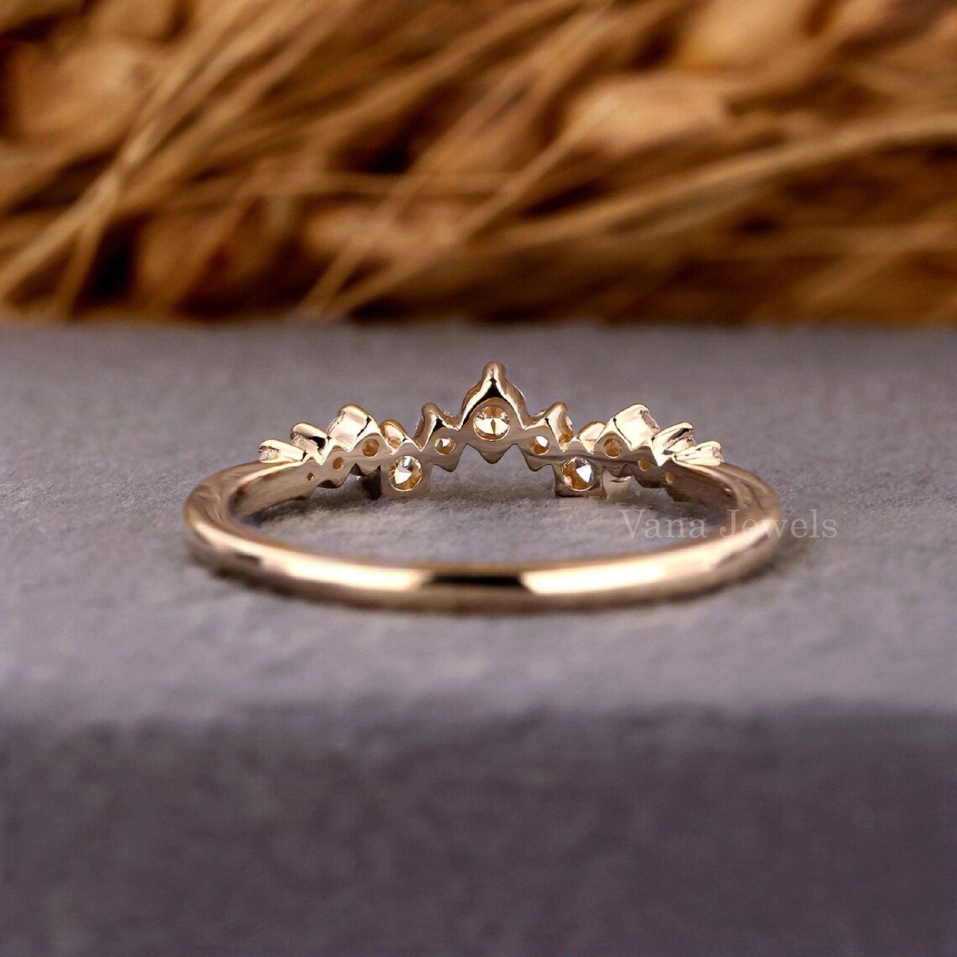 Tiara Wedding Band with Round Lab Grown Diamonds. - Vana Jewels