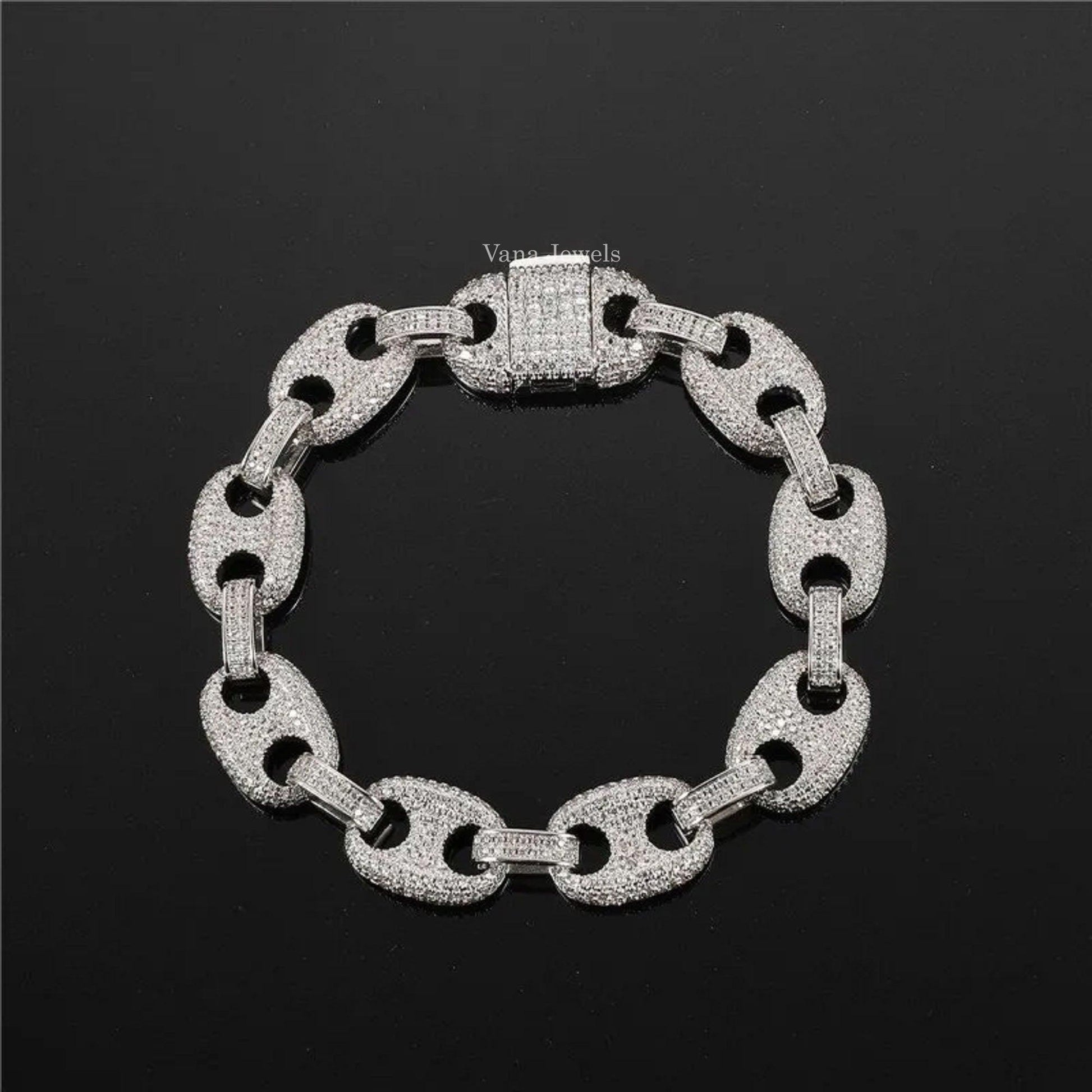 12 MM VVS Moissanite Diamond Cuban link Hip Hop Miami Bracelet - Vana Jewels