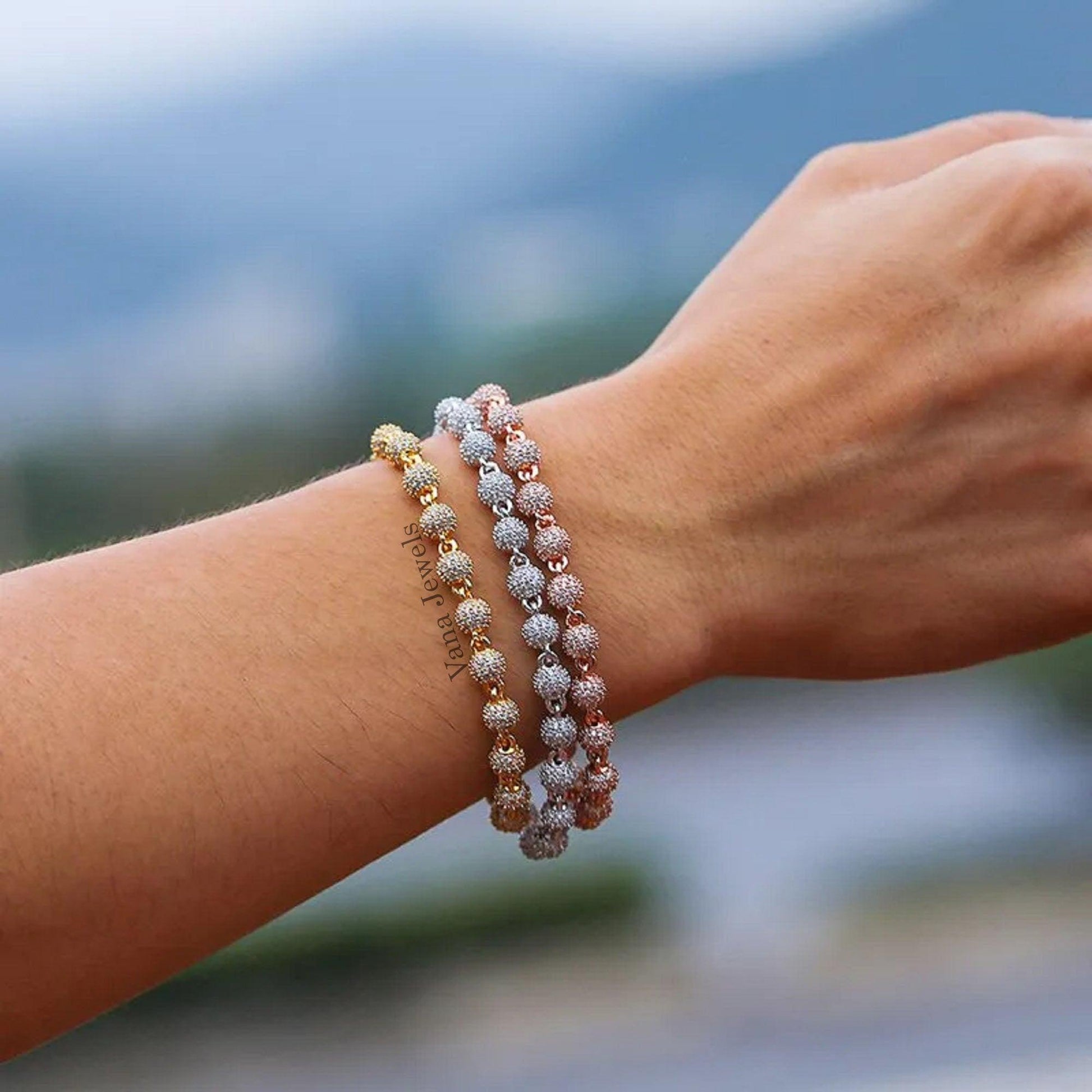 6mm Full Iced Out Ball Bracelet - Vana Jewels