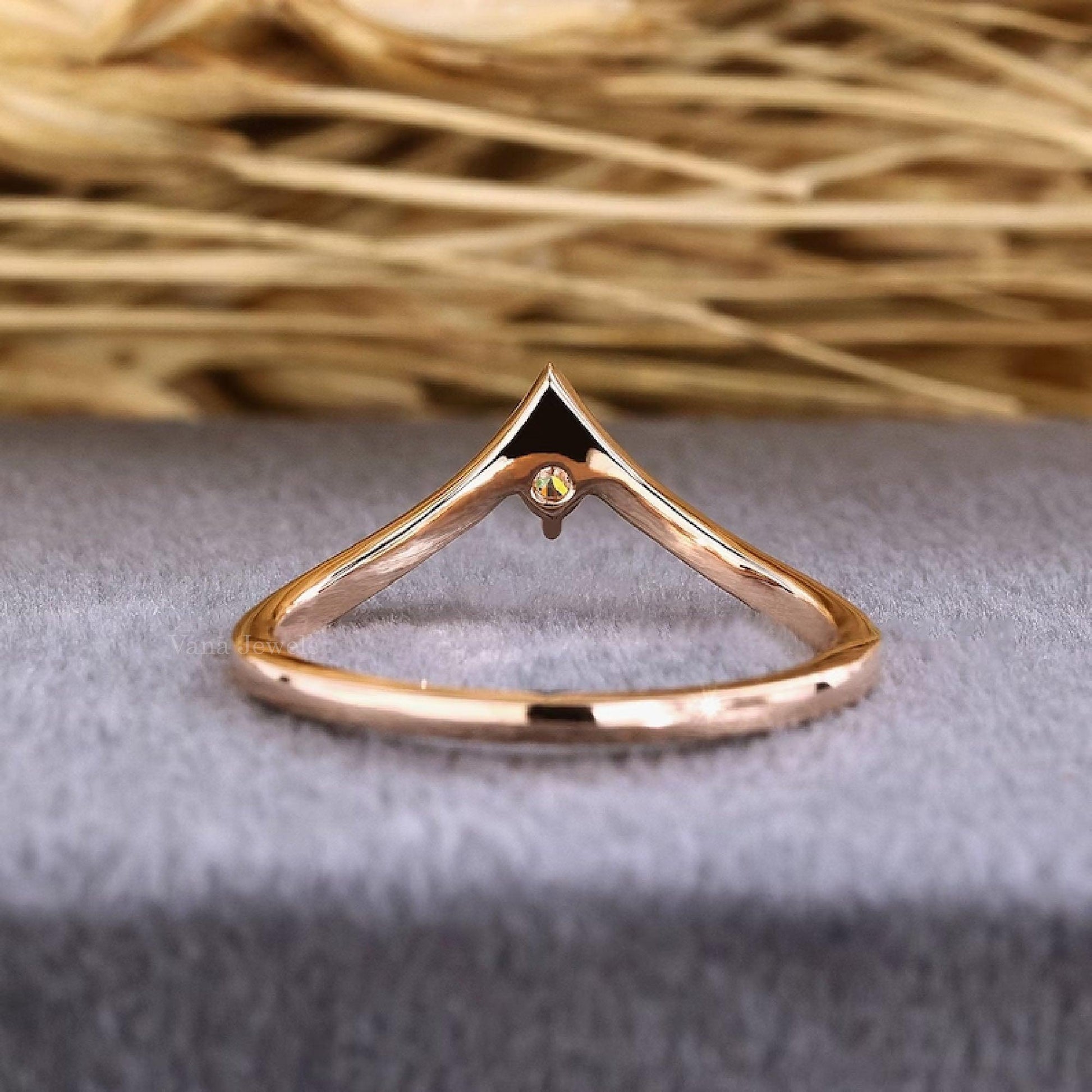 V Shaped Wedding Band for Her Chevron Band - Vana Jewels