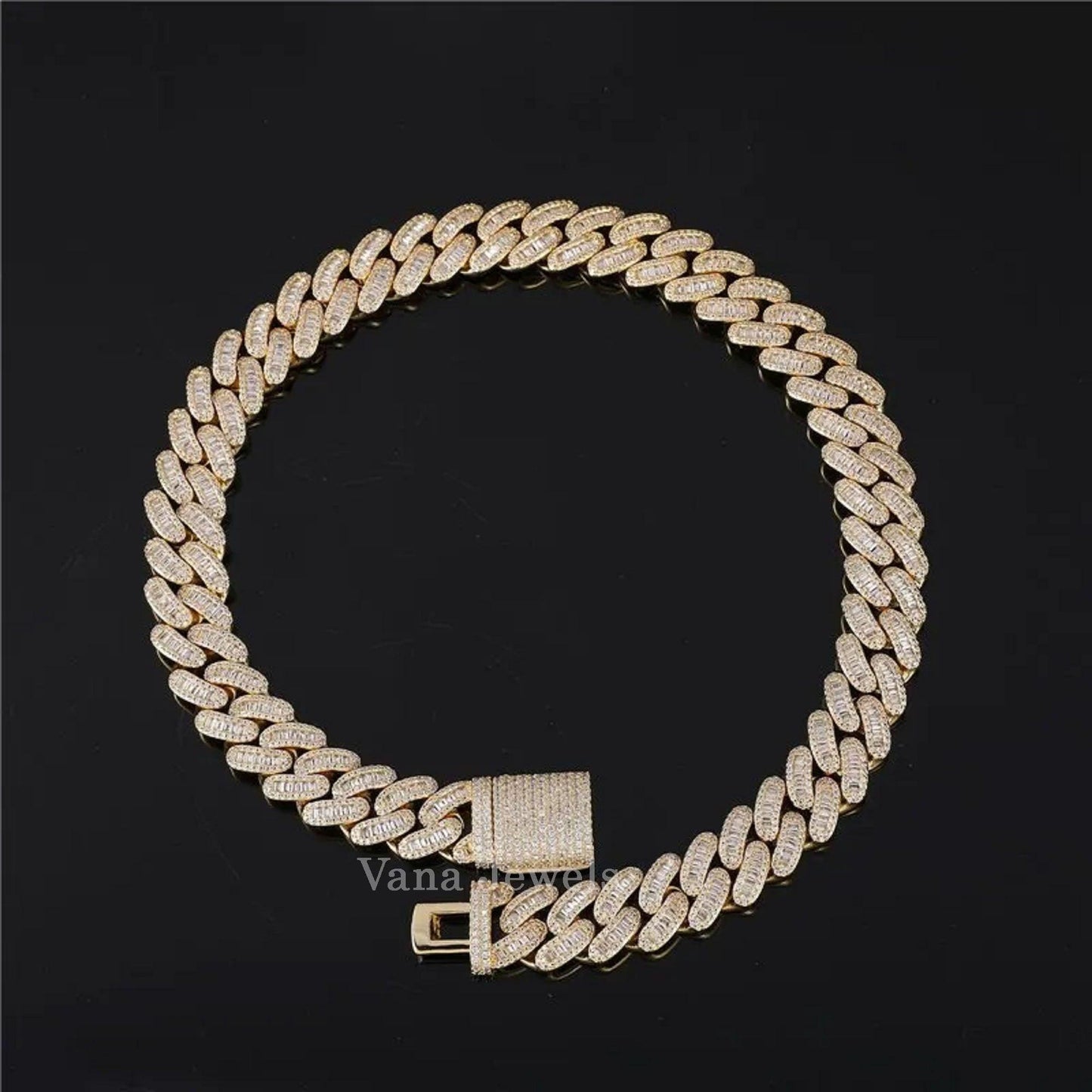 17MM VVS Baguette & Round Moissanite Diamond Iced Out Chain - Vana Jewels