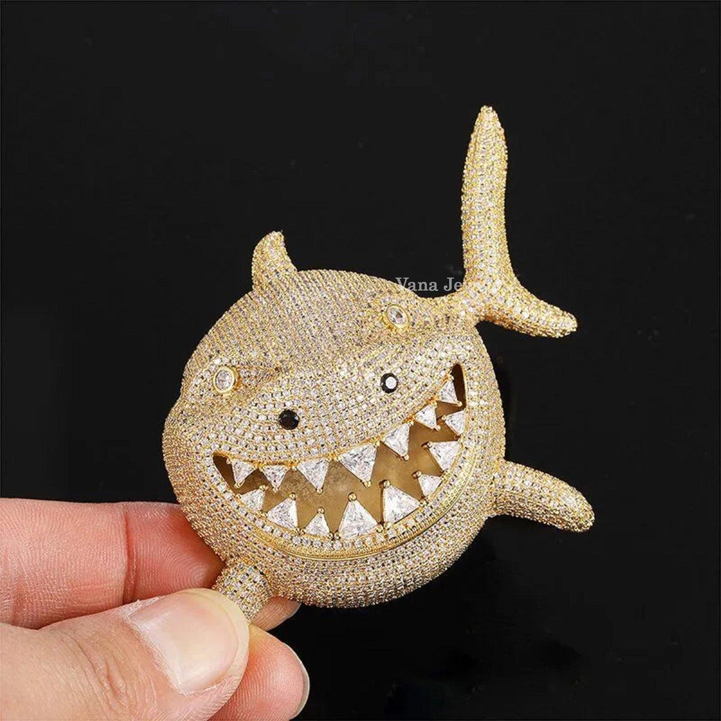 Customized Iced Out Shark Diamond Pendant - Vana Jewels