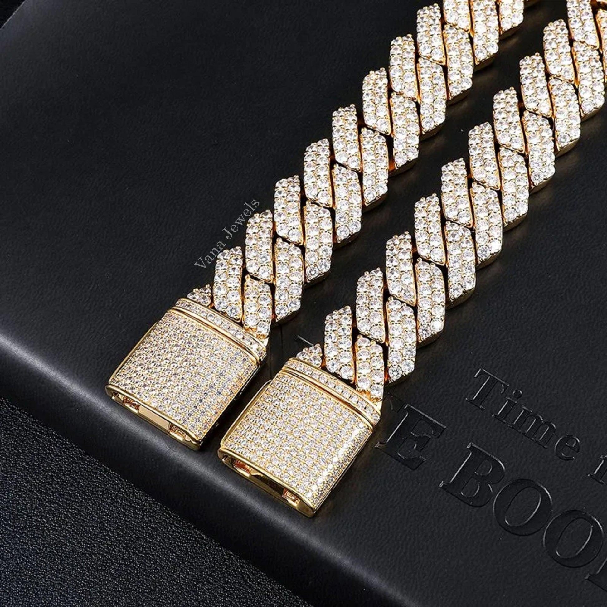 19MM 2Line Customized Cuban Bracelet Hip Hop VVS Moissanite Cuban Link Bracelet - Vana Jewels