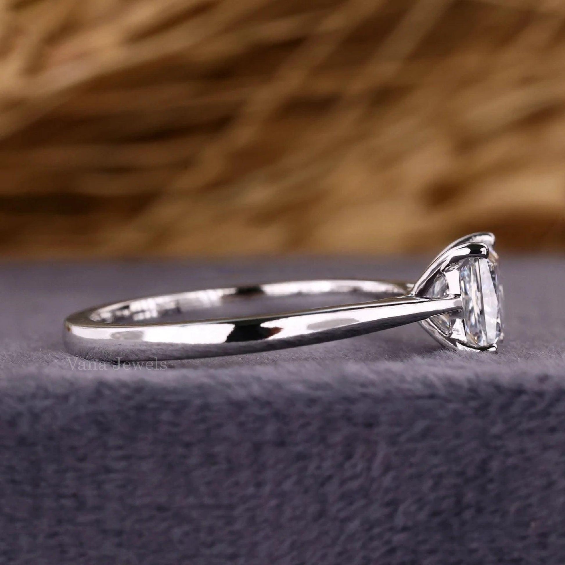 Princess Cut Lab Created Diamond Solitaire Engagement Ring - Vana Jewels