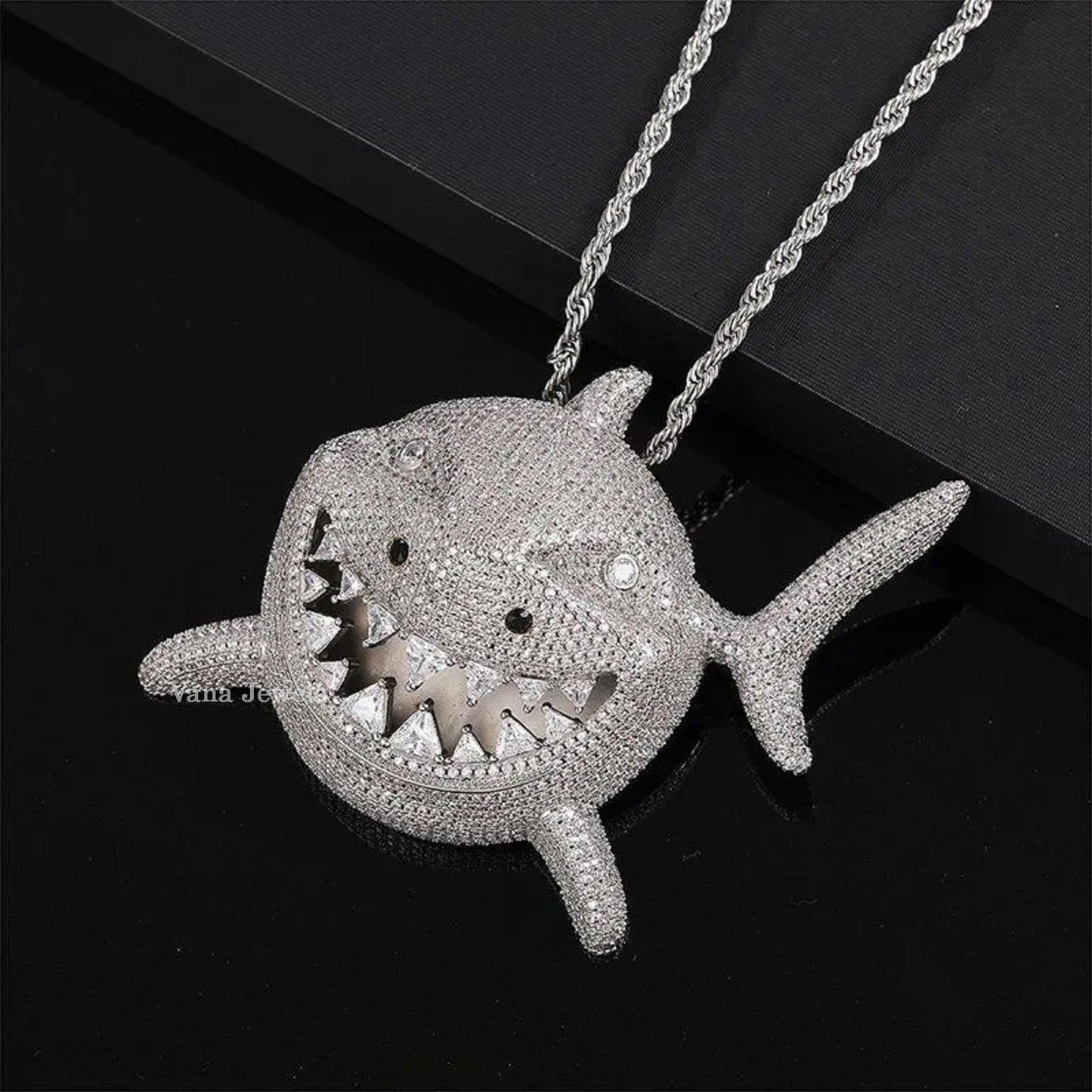 Customized Iced Out Shark Diamond Pendant - Vana Jewels