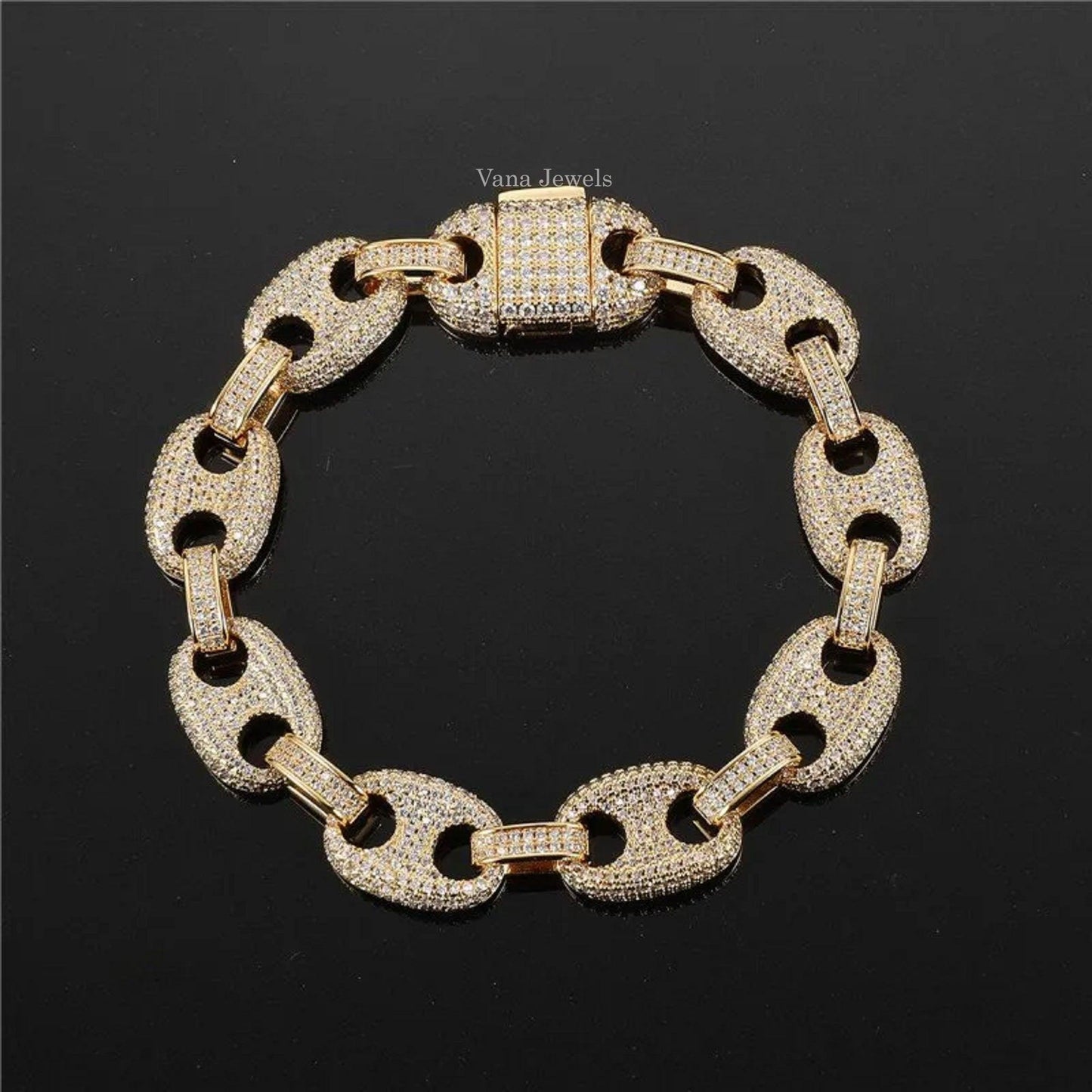 12 MM VVS Moissanite Diamond Cuban link Hip Hop Miami Bracelet - Vana Jewels