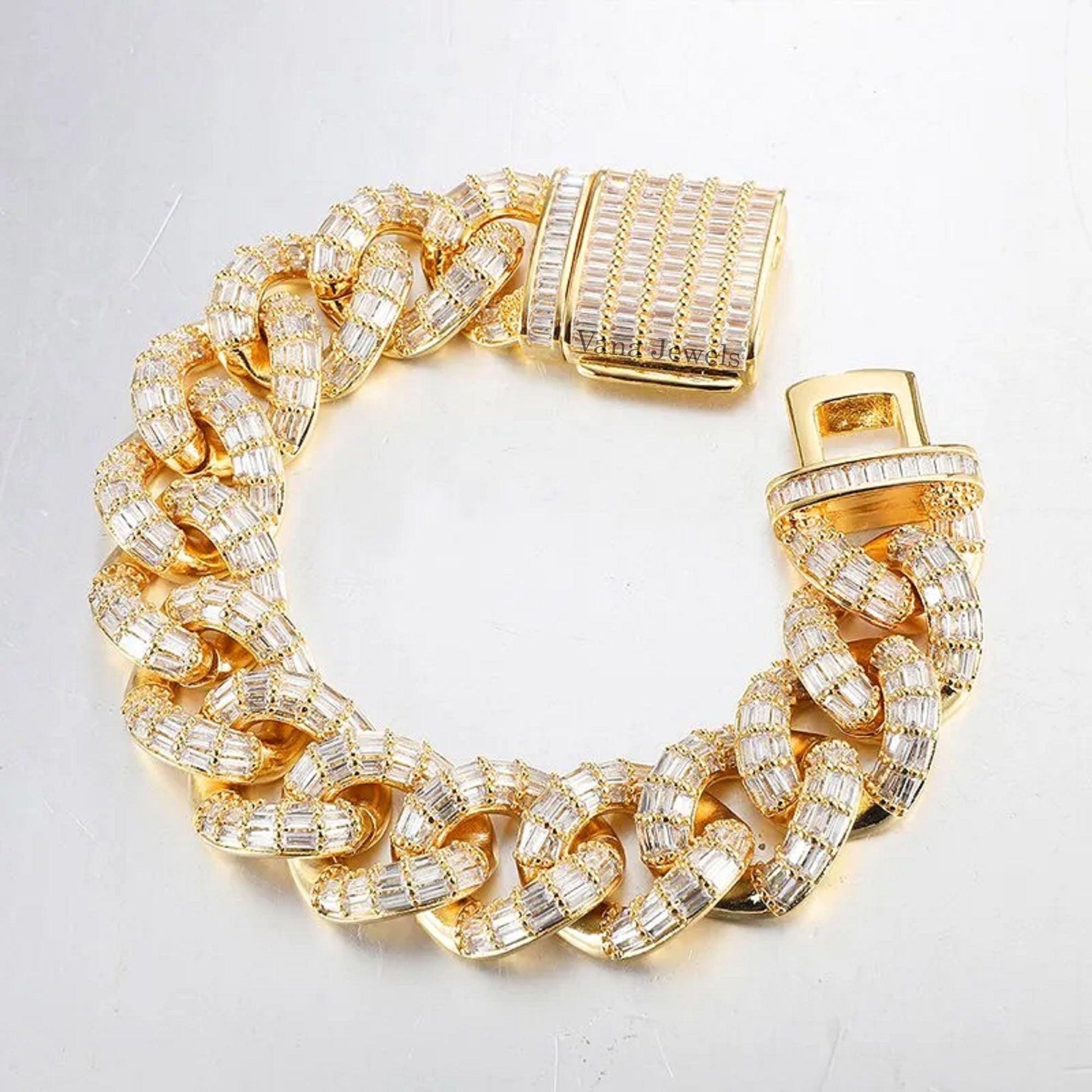 21mm Iced Out Moissanite Cuban link Bracelet - Vana Jewels