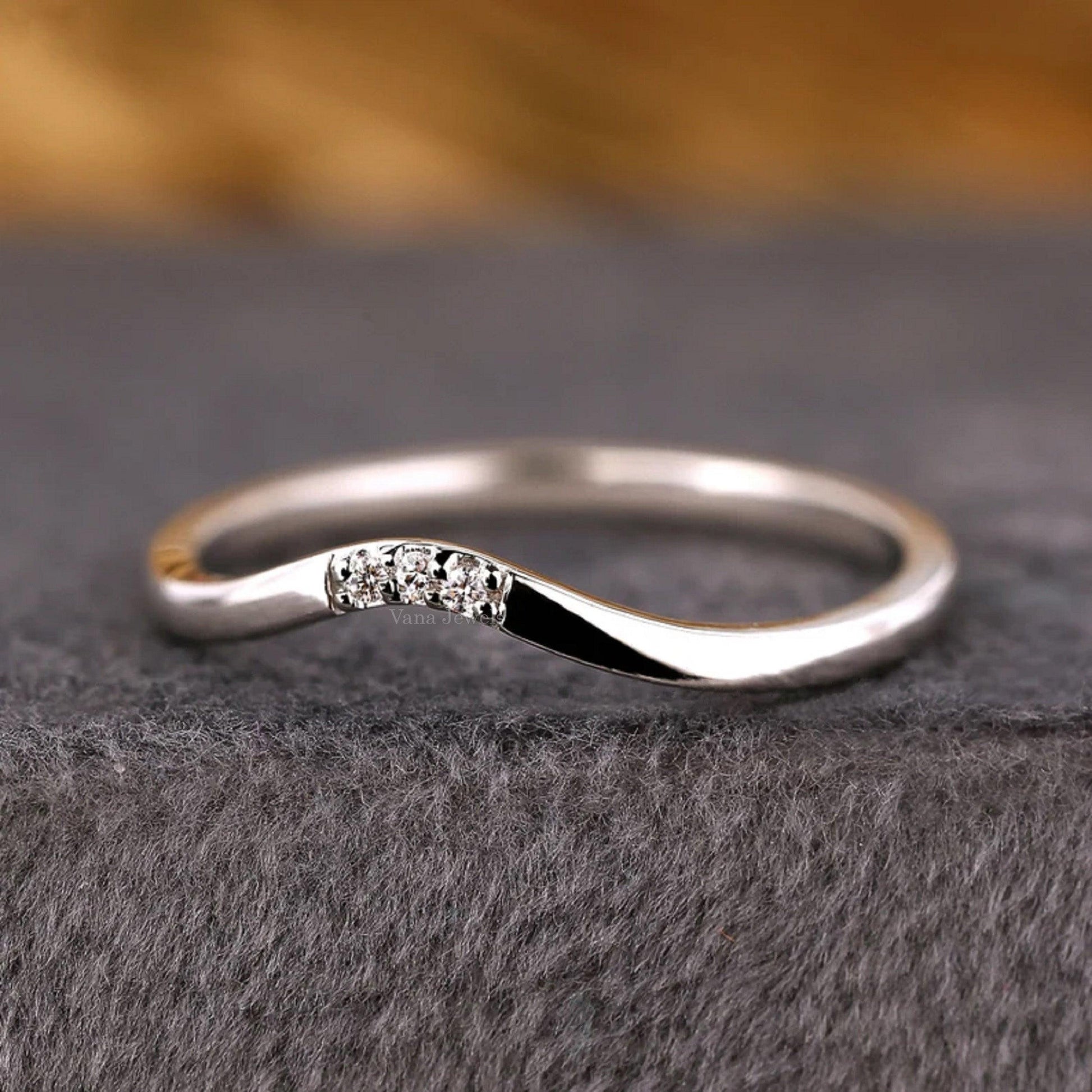 Round Lab Grown Diamond Dainty Wedding Band - Vana Jewels