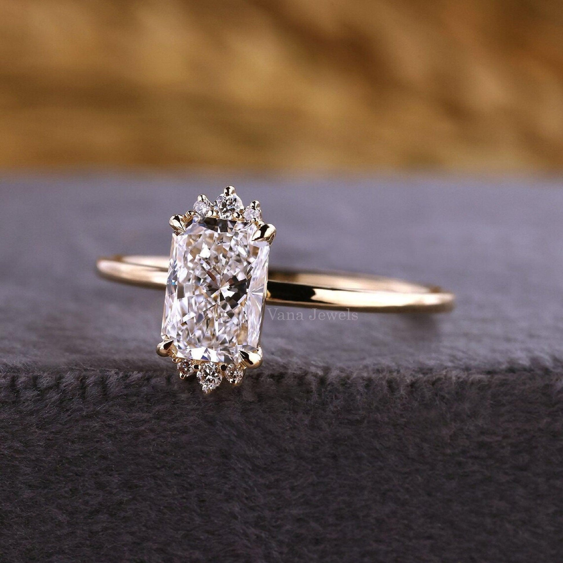 Radiant Cut Lab Grown Diamond Unique Engagement Ring - Vana Jewels