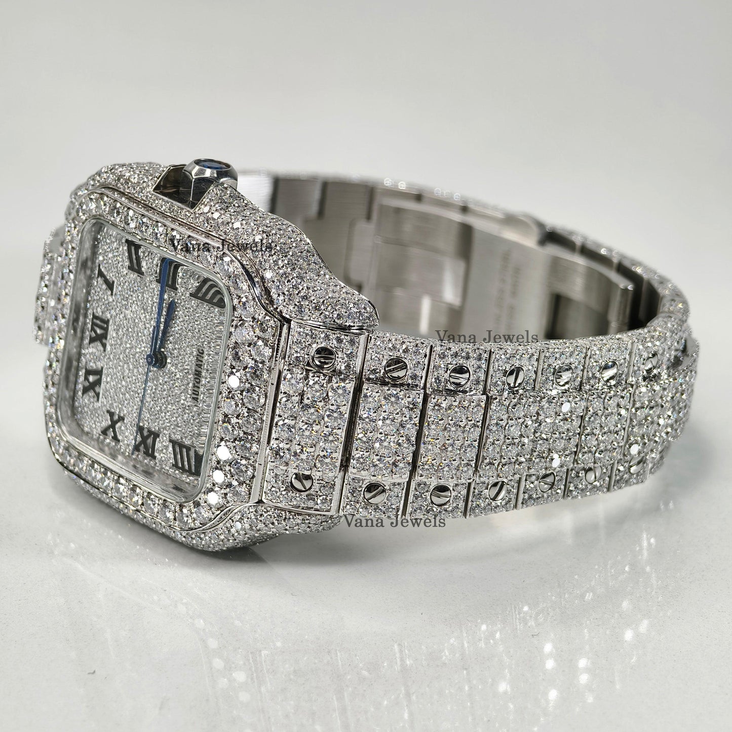 Full Iced Out Customized VVS Moissanite Diamond Watch - Vana Jewels