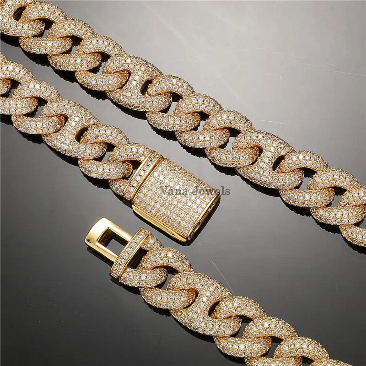 16MM VVS Moissanite Diamond 925 Sterling Silver Iced Cuban link chain - Vana Jewels