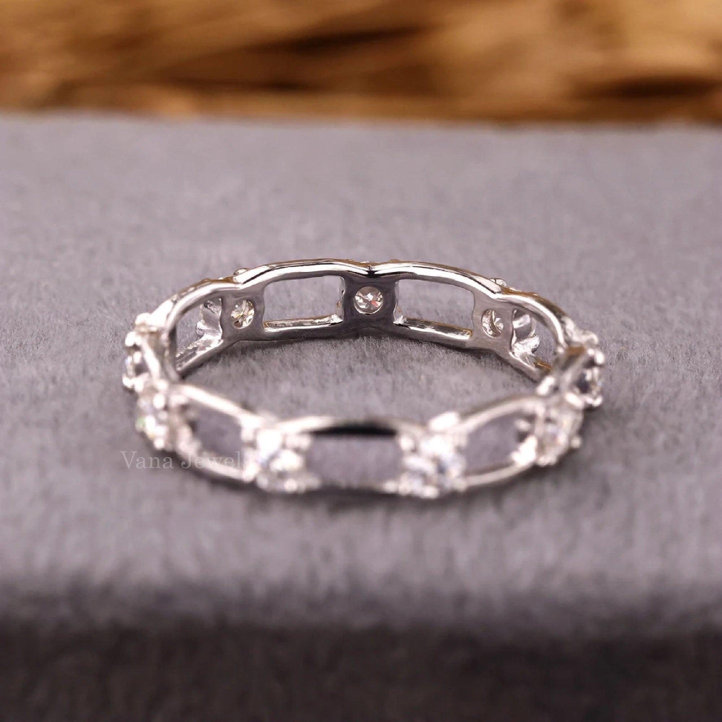 Full Eternity Link Chain Band Ring for Women - Vana Jewels