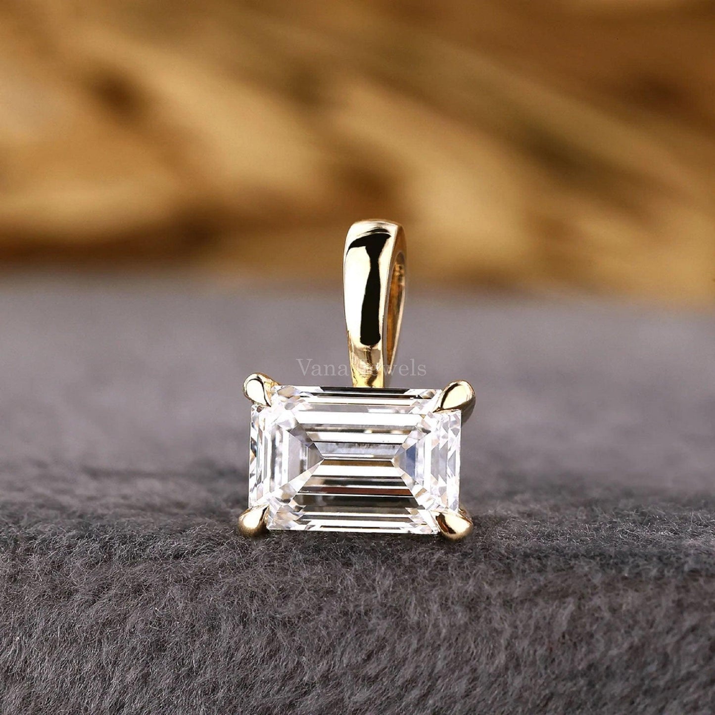 1.03 CT Emerald Cut Lab Grown Diamond Pendant - Vana Jewels