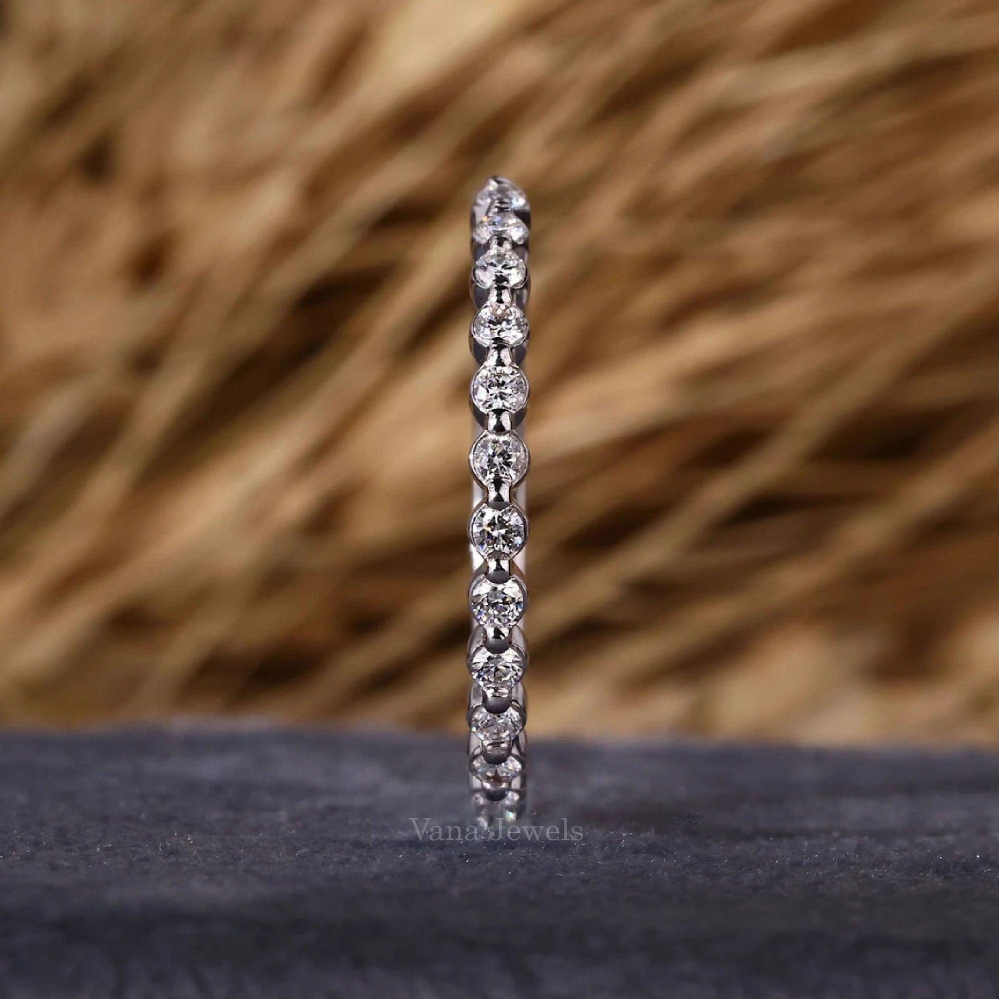 Round Lab Grown Diamond Floating Bubble Half Eternity Band - Vana Jewels