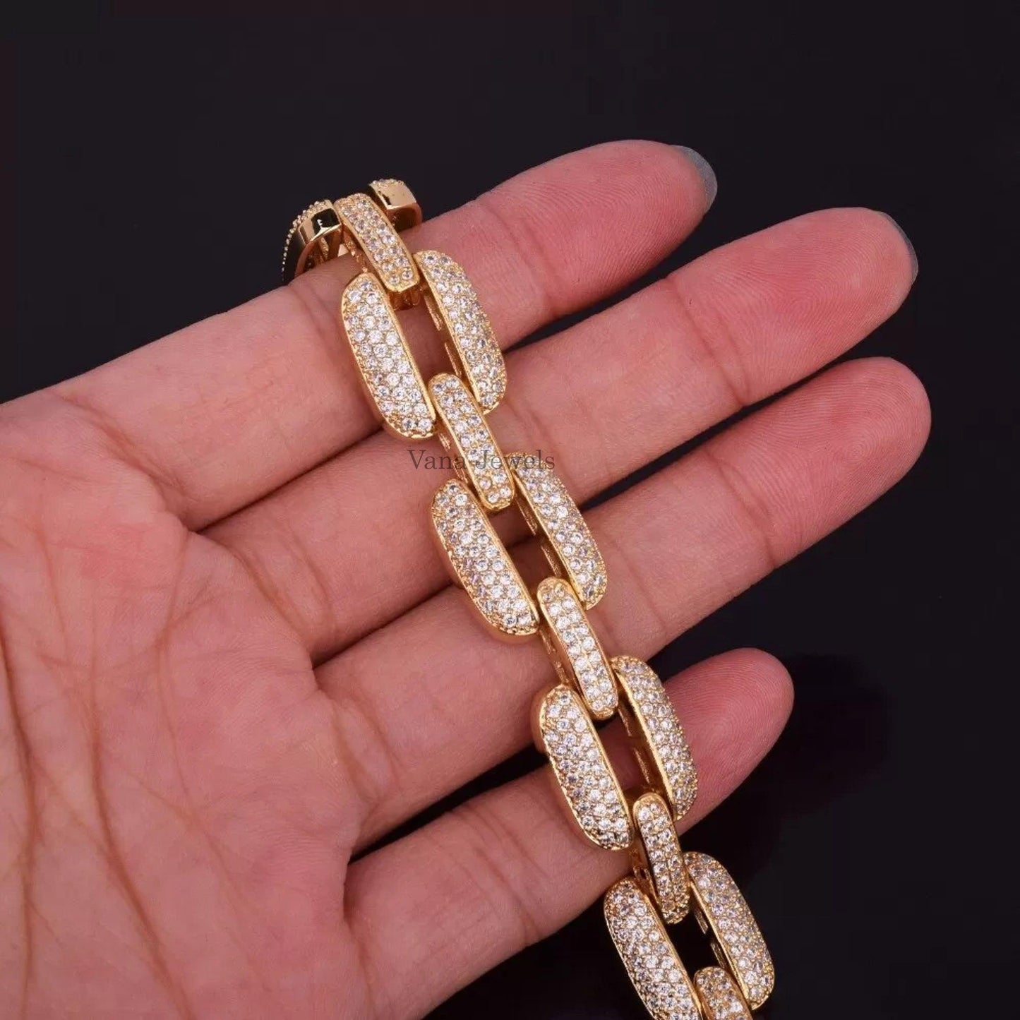 Moissanite Iced Cuban Miami Hip Hop Bracelet for Men - Vana Jewels