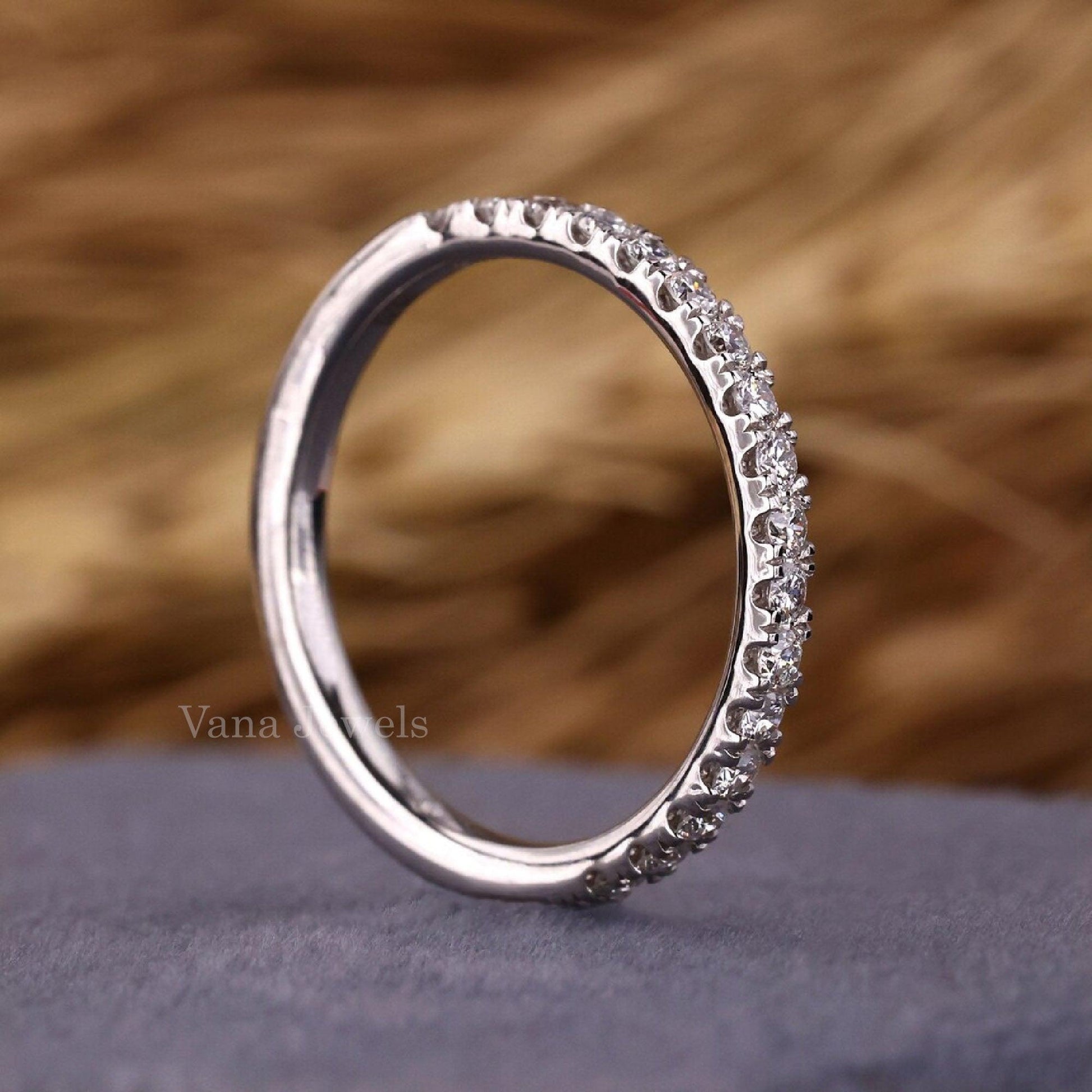 1.70 MM Round Lab Grown Diamond Half Eternity Wedding Band - Vana Jewels