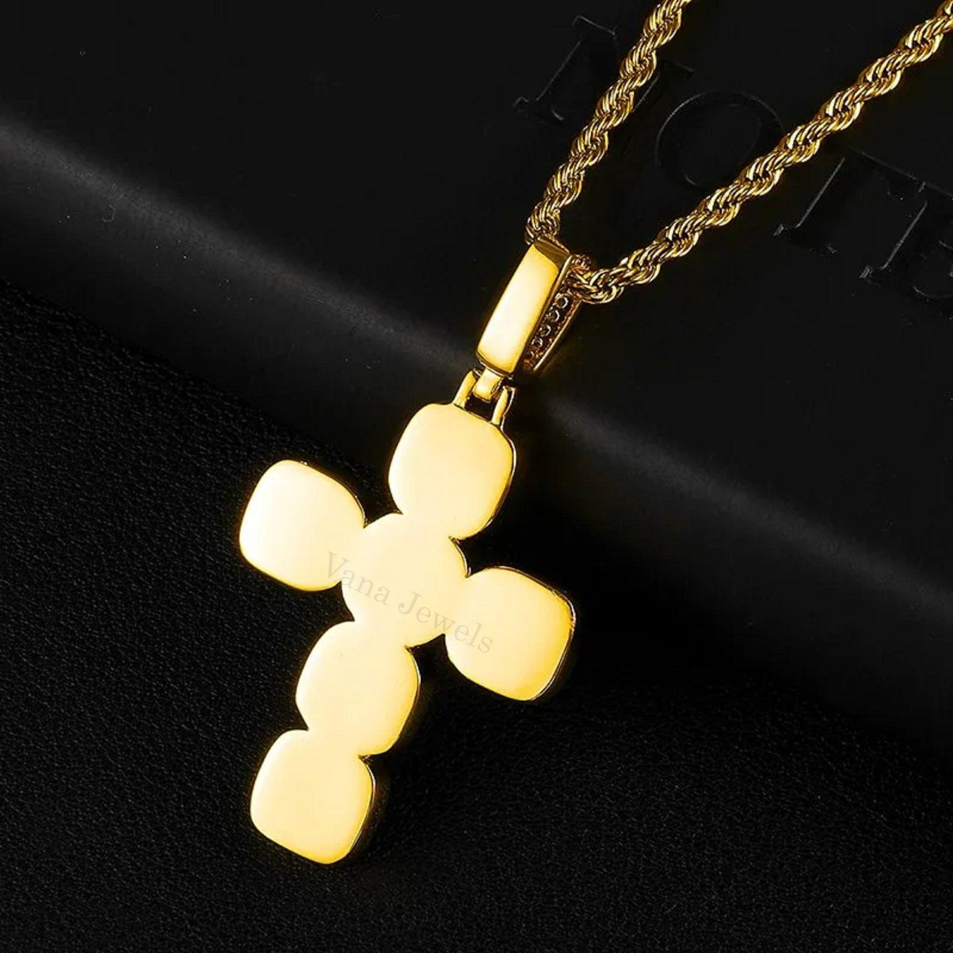 925 Sterling Silver VVS Moissanite Cross Iced Out Pendant - Vana Jewels