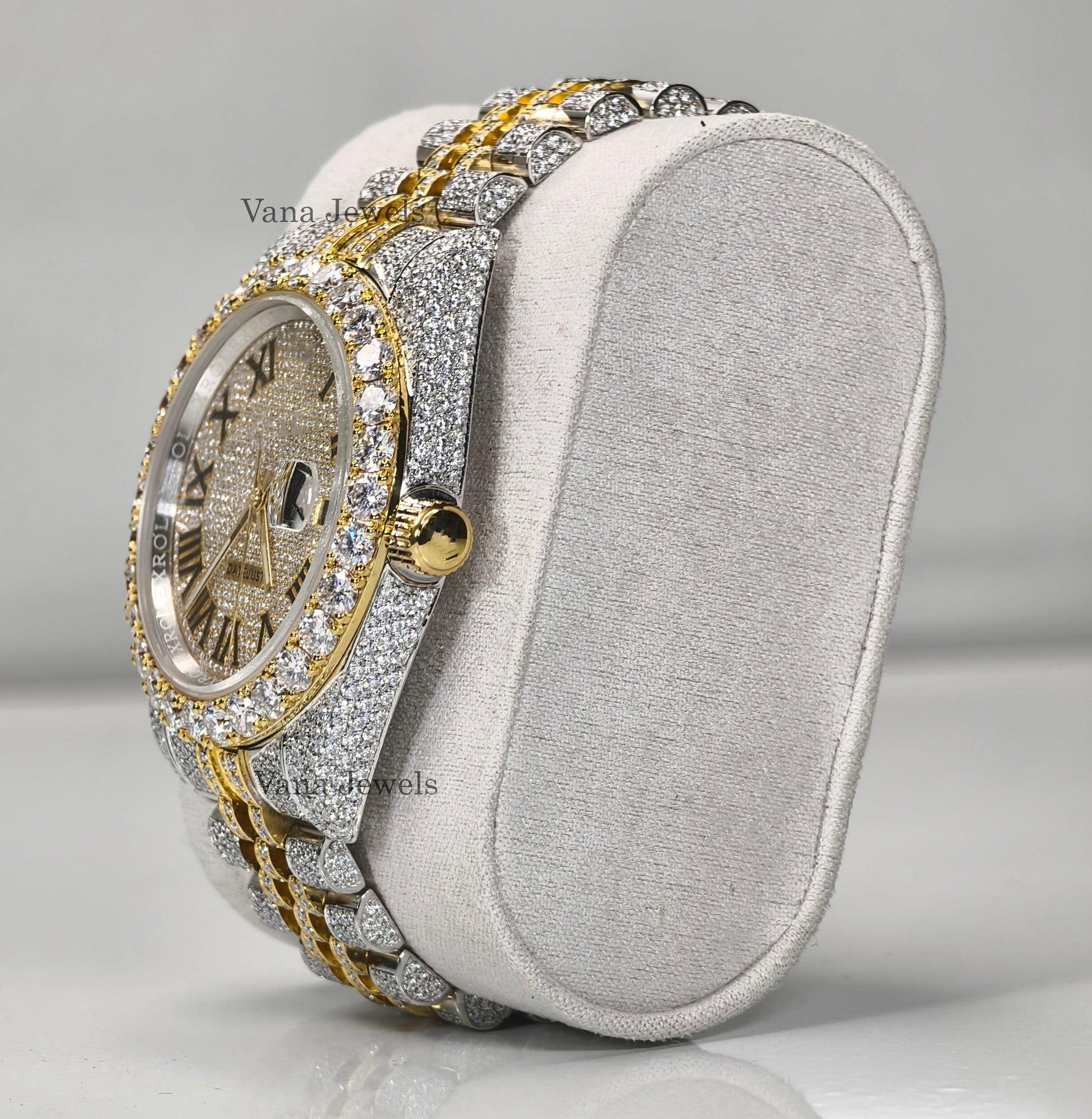 Luxury Two-Tone VVS Moissanite Diamond Iced-Out Watch - Vana Jewels