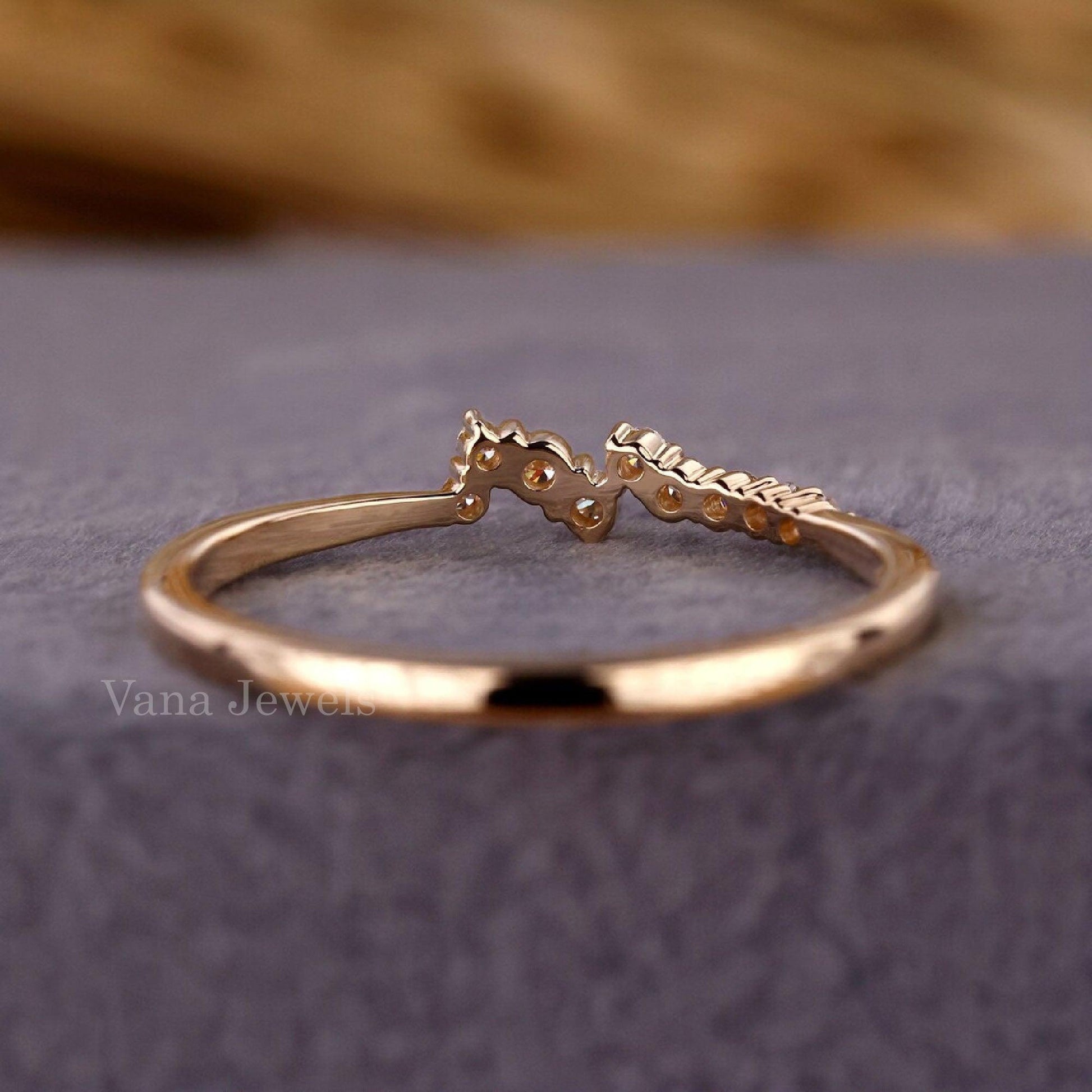 Unique Round Cut Lab Grown Diamond Wedding Band, Matching Band for Engagement Ring. - Vana Jewels