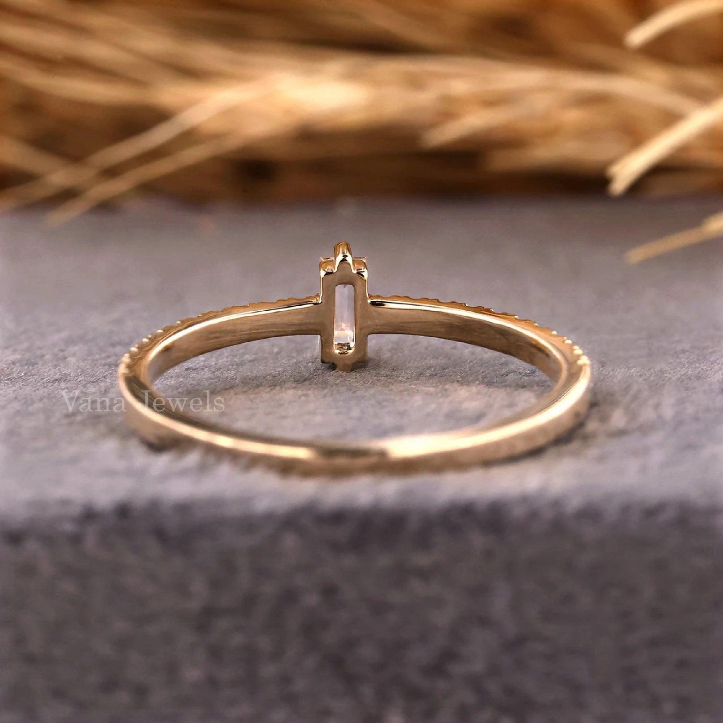 Baguette & Round Cut Half Eternity Wedding Band - Vana Jewels