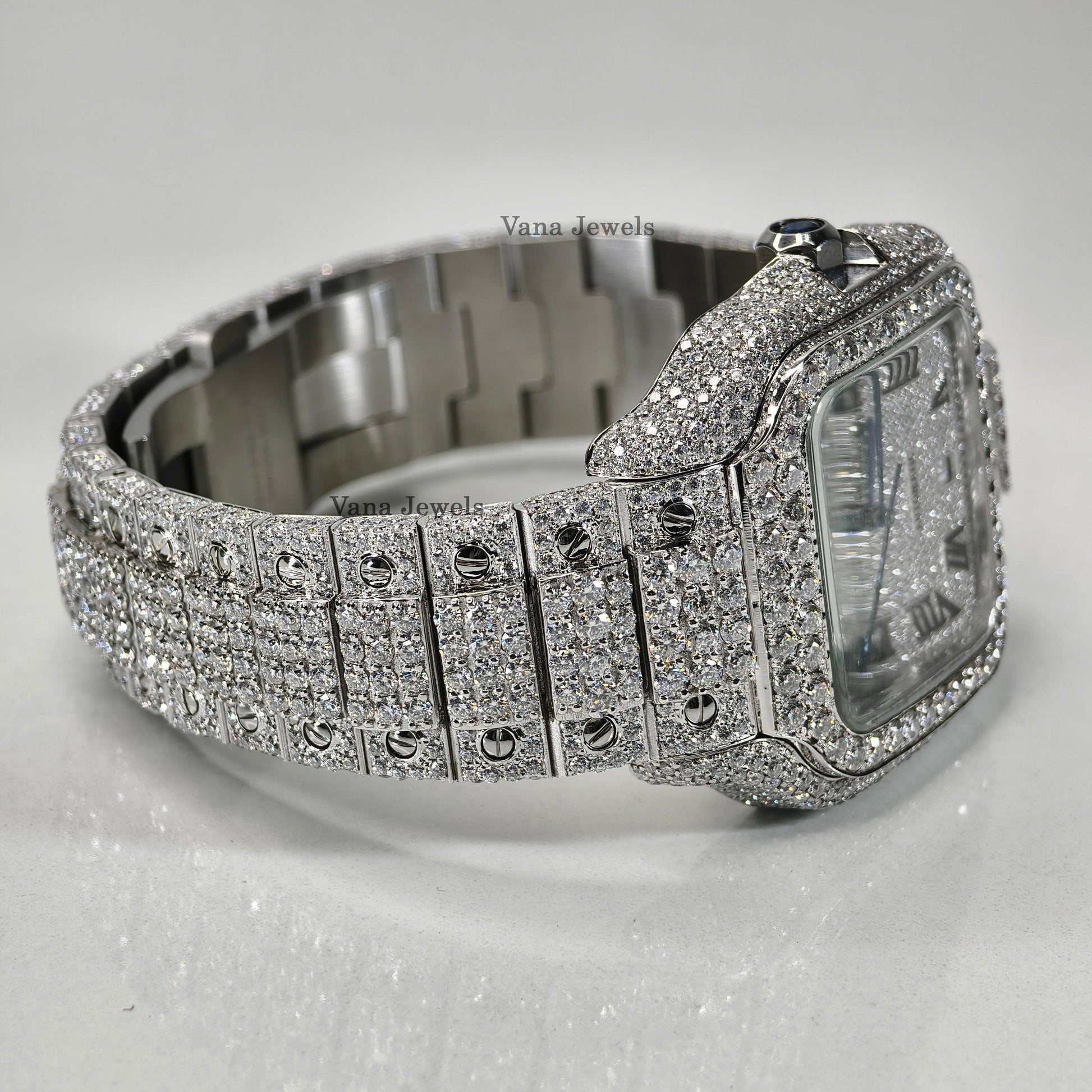 Full Iced Out Customized VVS Moissanite Diamond Watch - Vana Jewels