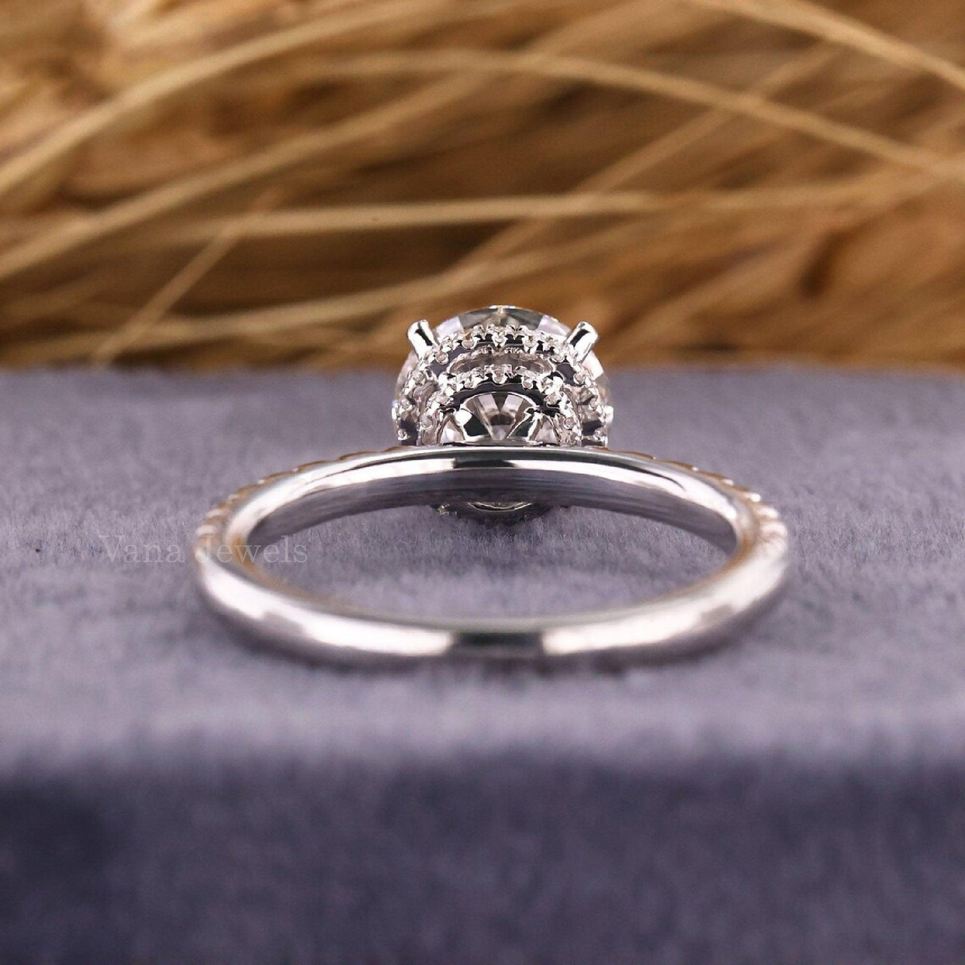 Round Double Hidden Halo Lab Grown Diamond Promise Ring - Vana Jewels