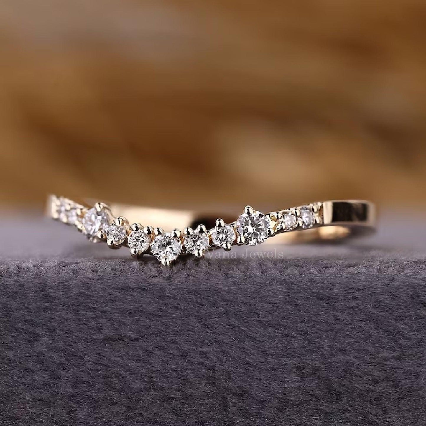 V-Shaped Chevron Band with Round Lab Grown Diamonds - Vana Jewels