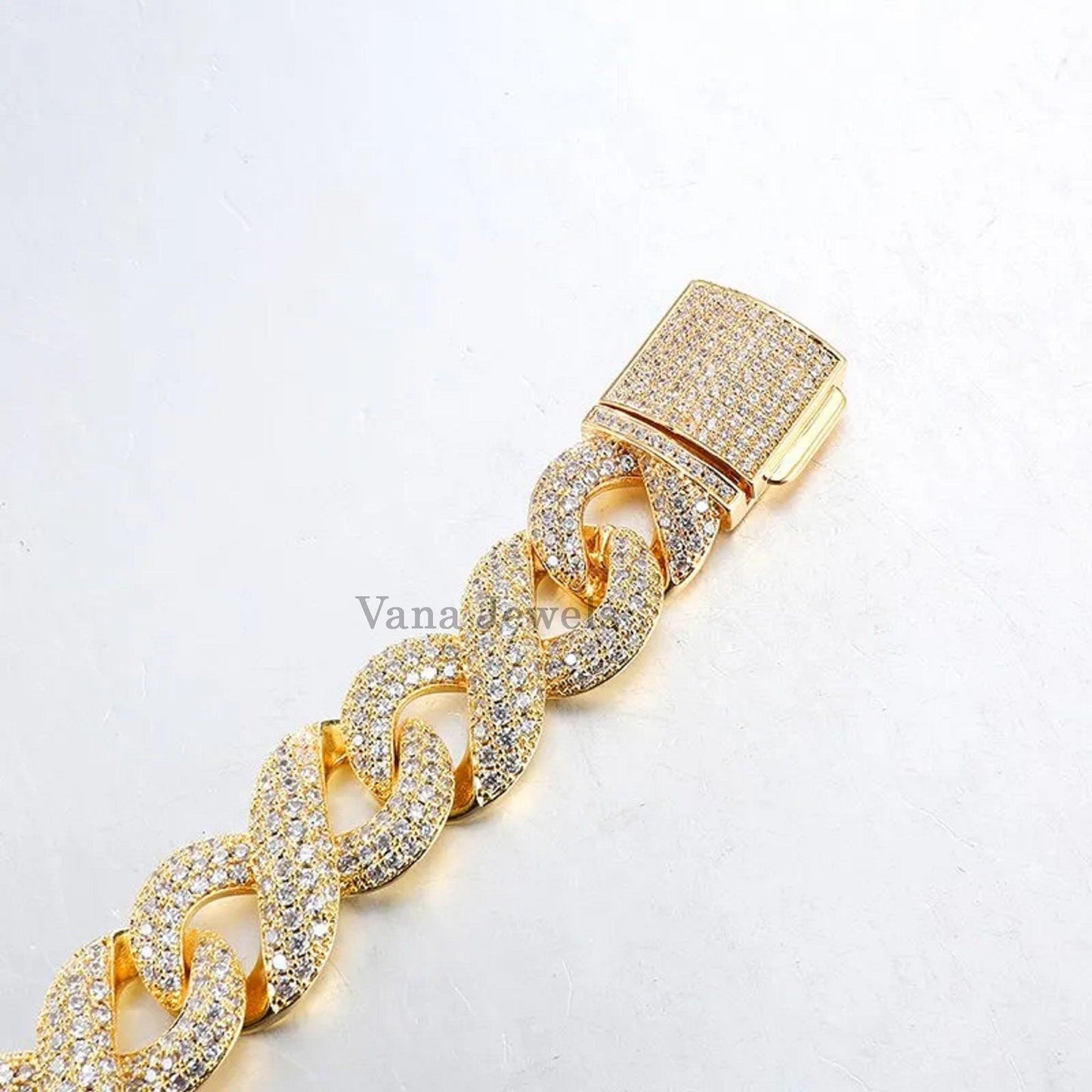 16mm VVS Moissanite Crazy Design 925 Silver Bussdown Cuban Link Chain - Vana Jewels