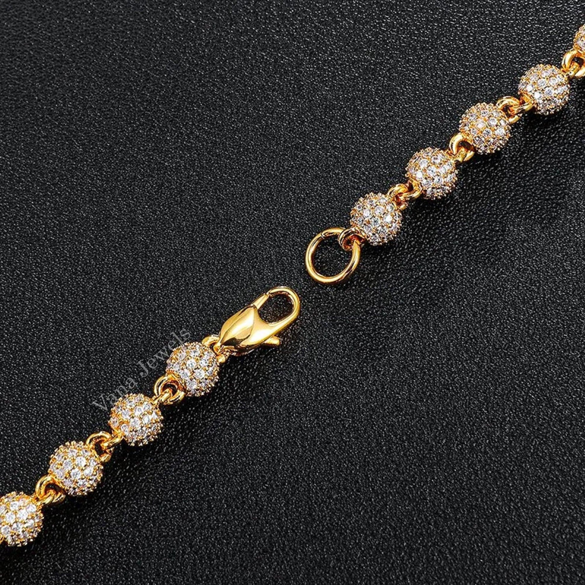 6mm Full Iced Out Ball Bracelet - Vana Jewels