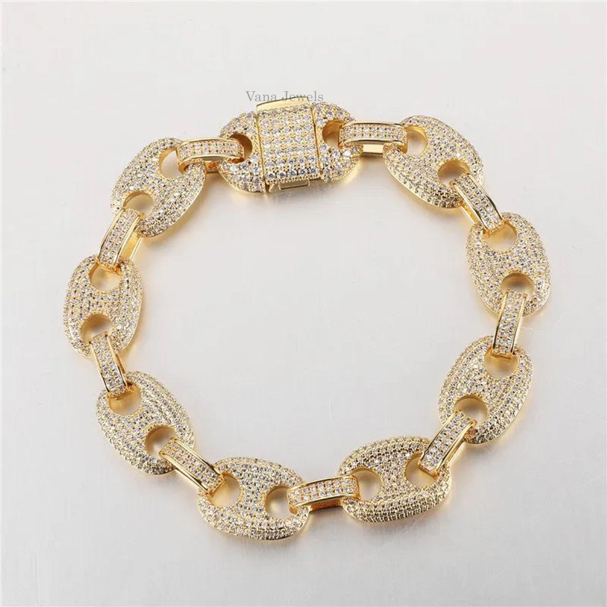 12 MM VVS Moissanite Diamond Cuban link Hip Hop Miami Bracelet - Vana Jewels