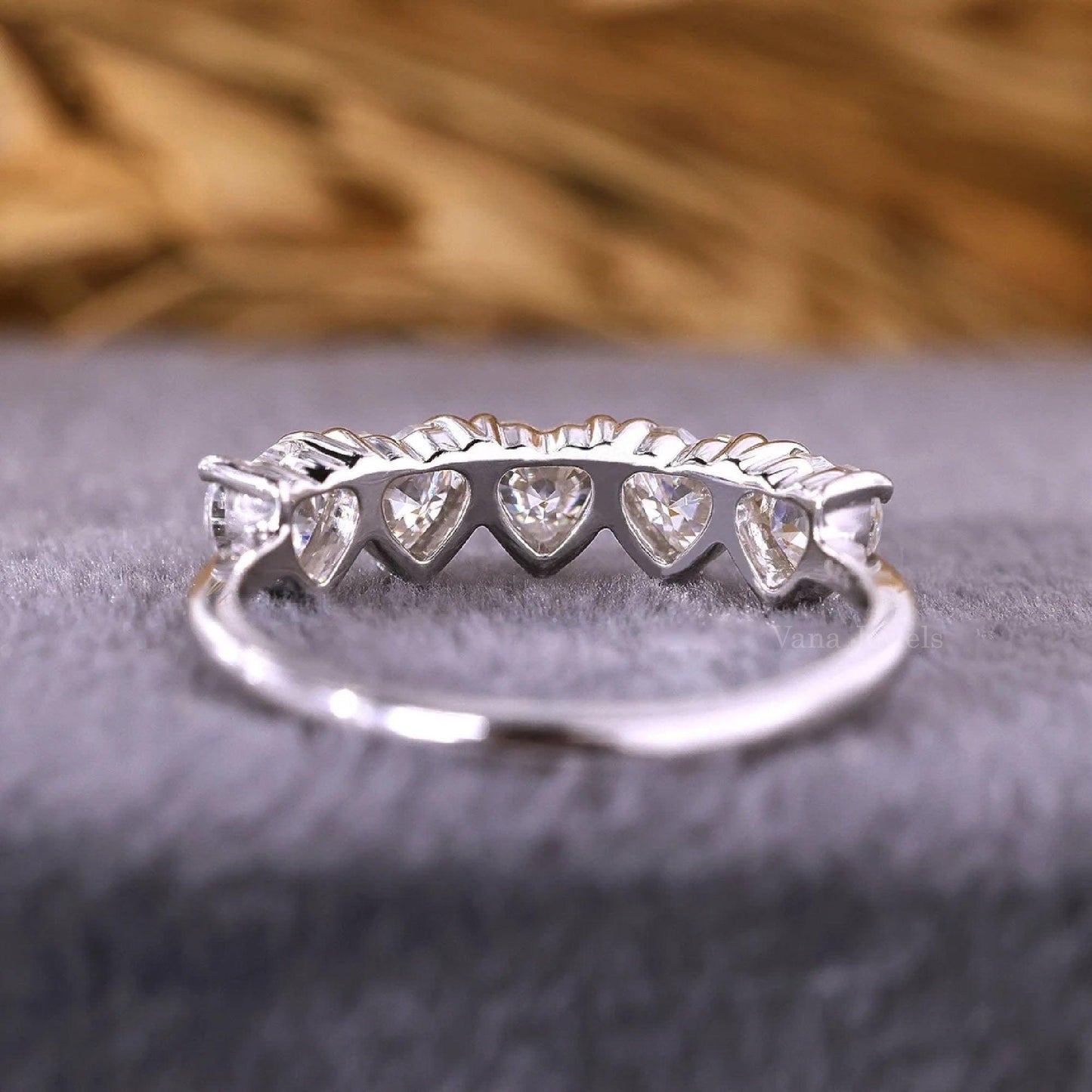 Heart Cut Lab Grown Diamond Eternity Wedding Band , Five Stone Diamond Ring - Vana Jewels