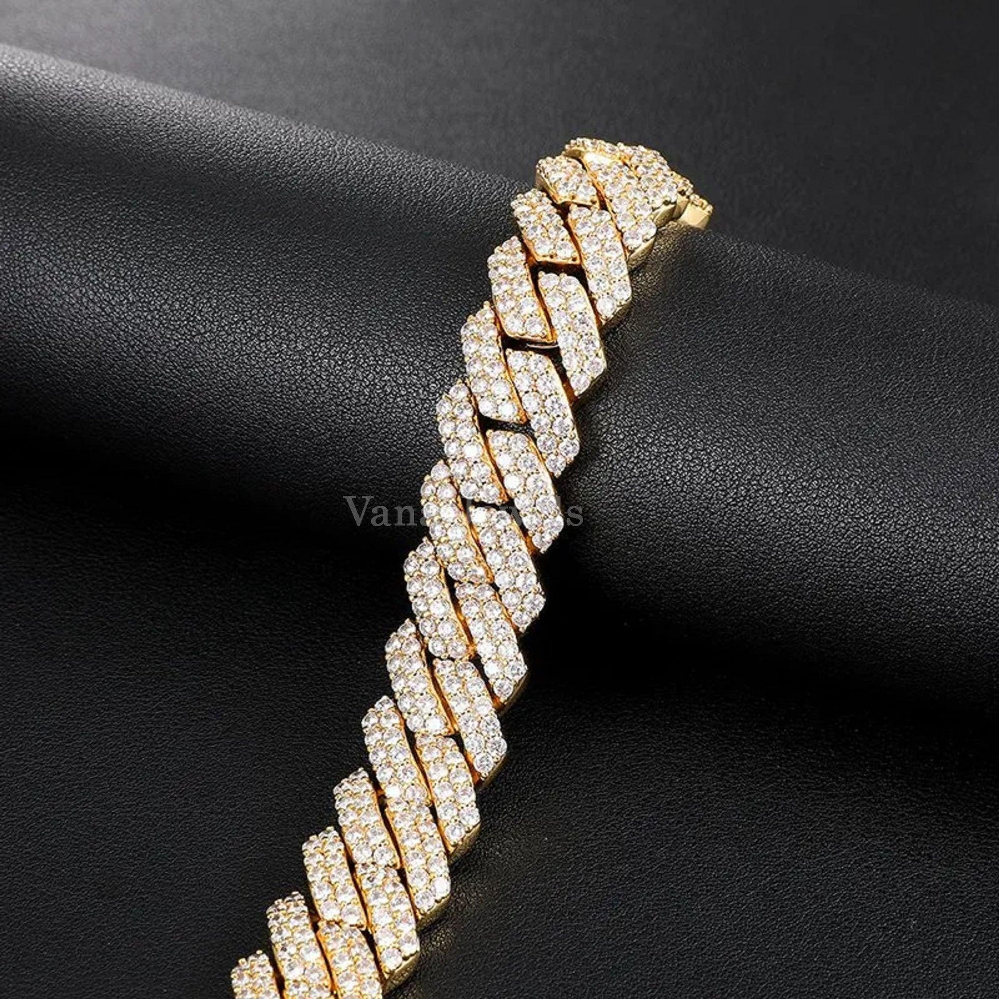 19MM Two Line 925 Silver Cuban Chain Hip Hop VVS Moissanite Cuban Links - Vana Jewels